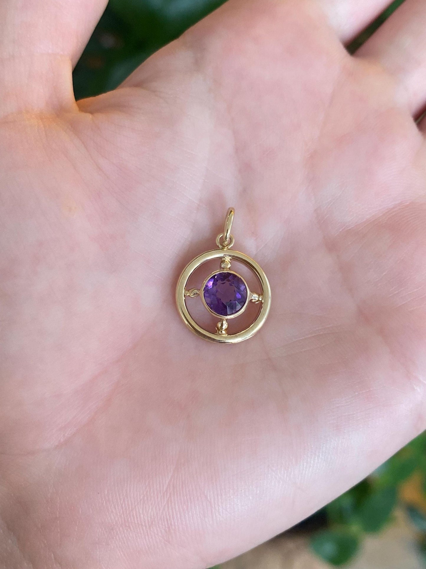 Vintage Solid 10k Yellow Gold Amethyst Charm