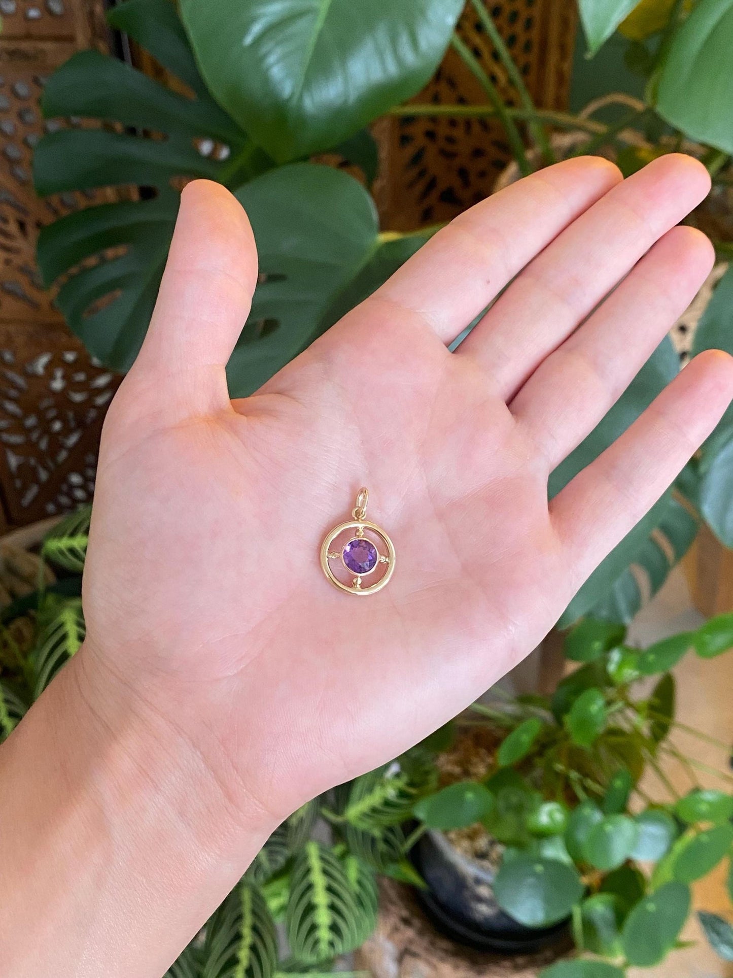 Vintage Solid 10k Yellow Gold Amethyst Charm