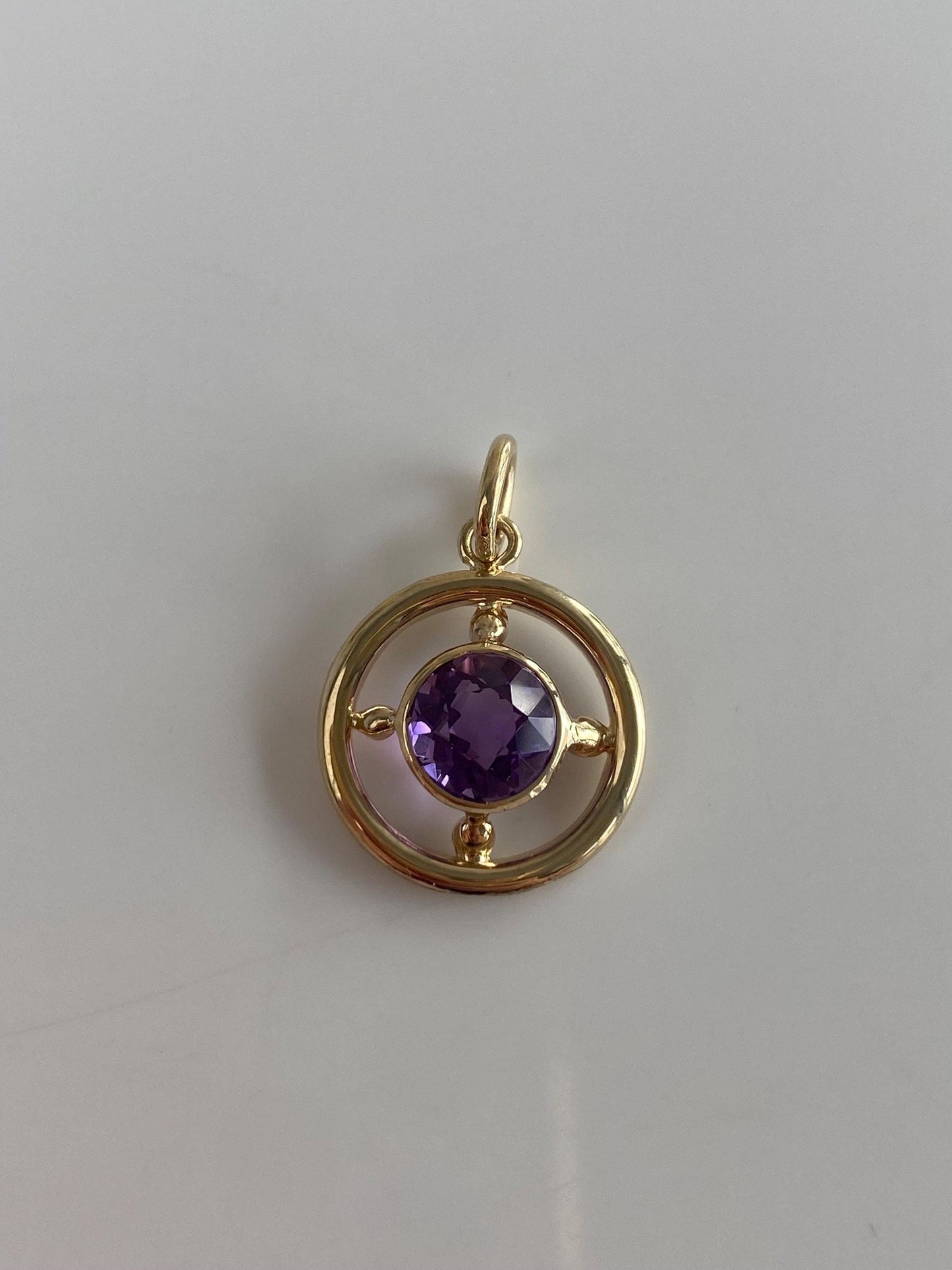 Vintage Solid 10k Yellow Gold Amethyst Charm