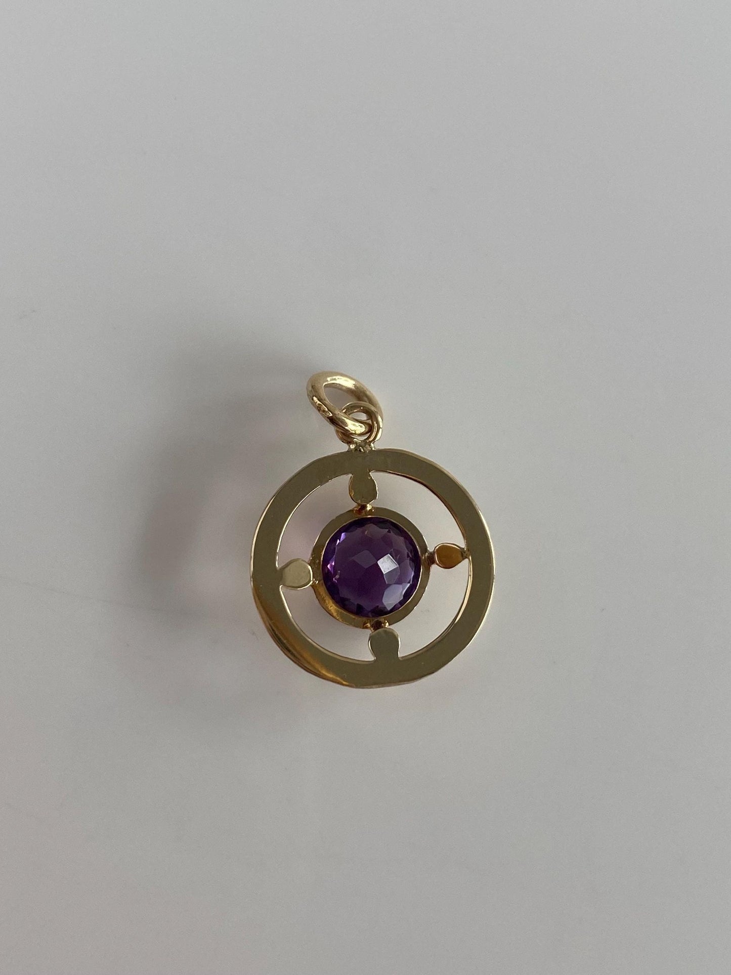 Vintage Solid 10k Yellow Gold Amethyst Charm
