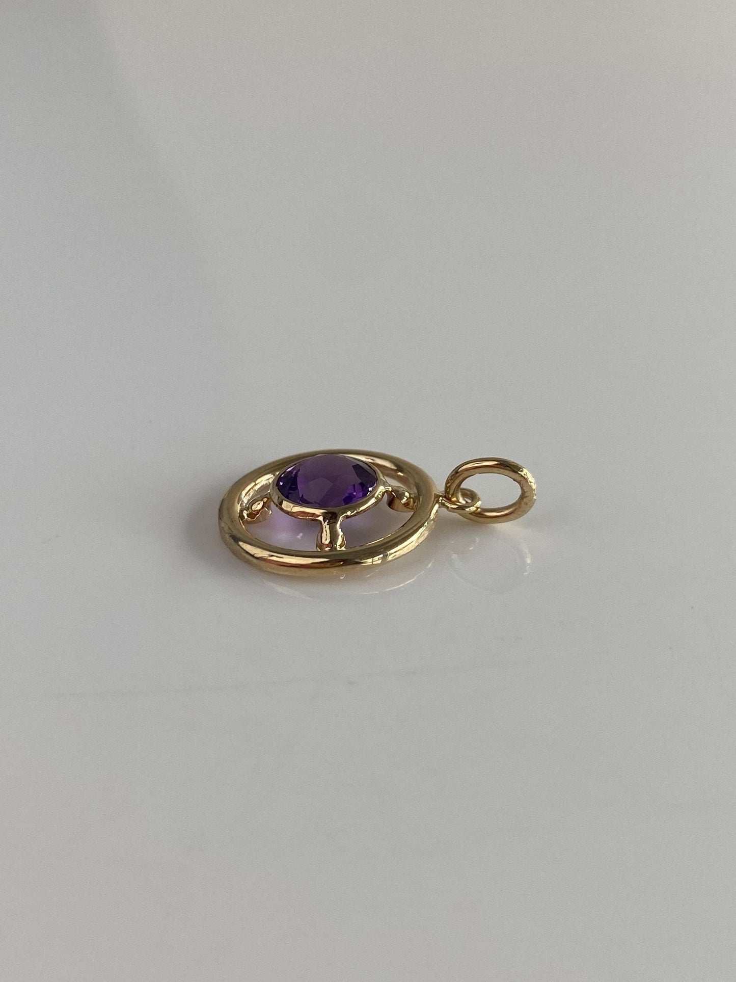 Vintage Solid 10k Yellow Gold Amethyst Charm