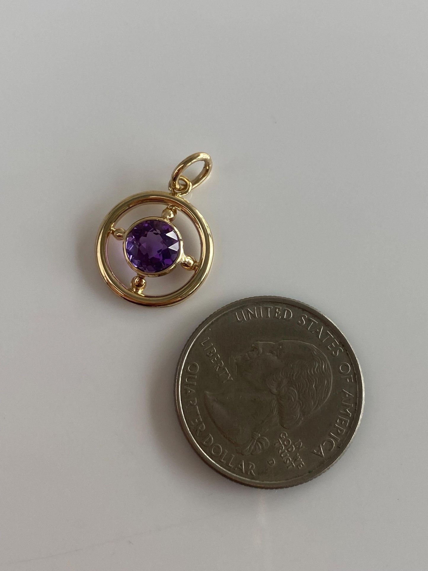 Vintage Solid 10k Yellow Gold Amethyst Charm