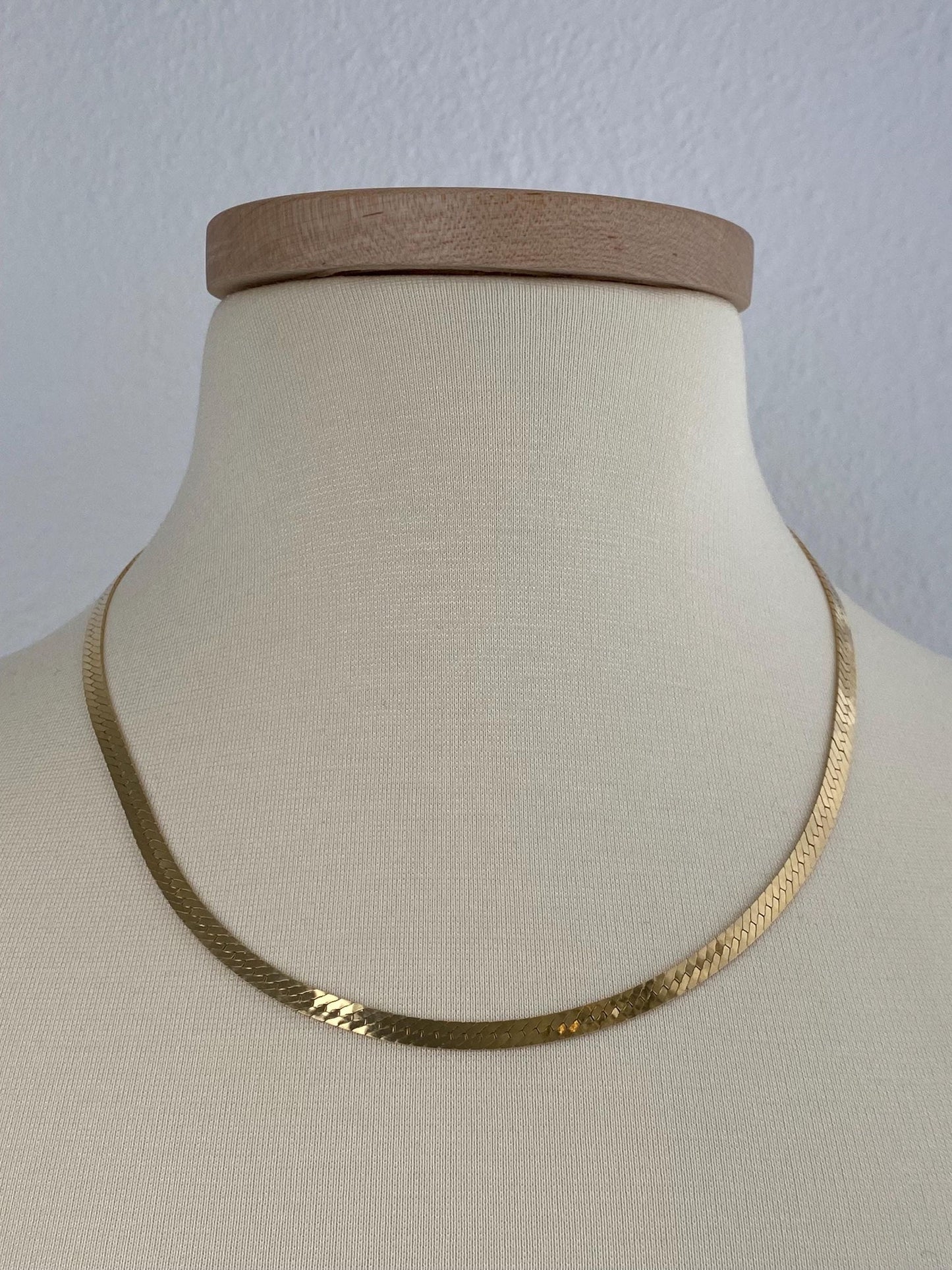 Vintage Solid 14k Yellow Gold Chunky Herringbone Chain Necklace - 20 inches