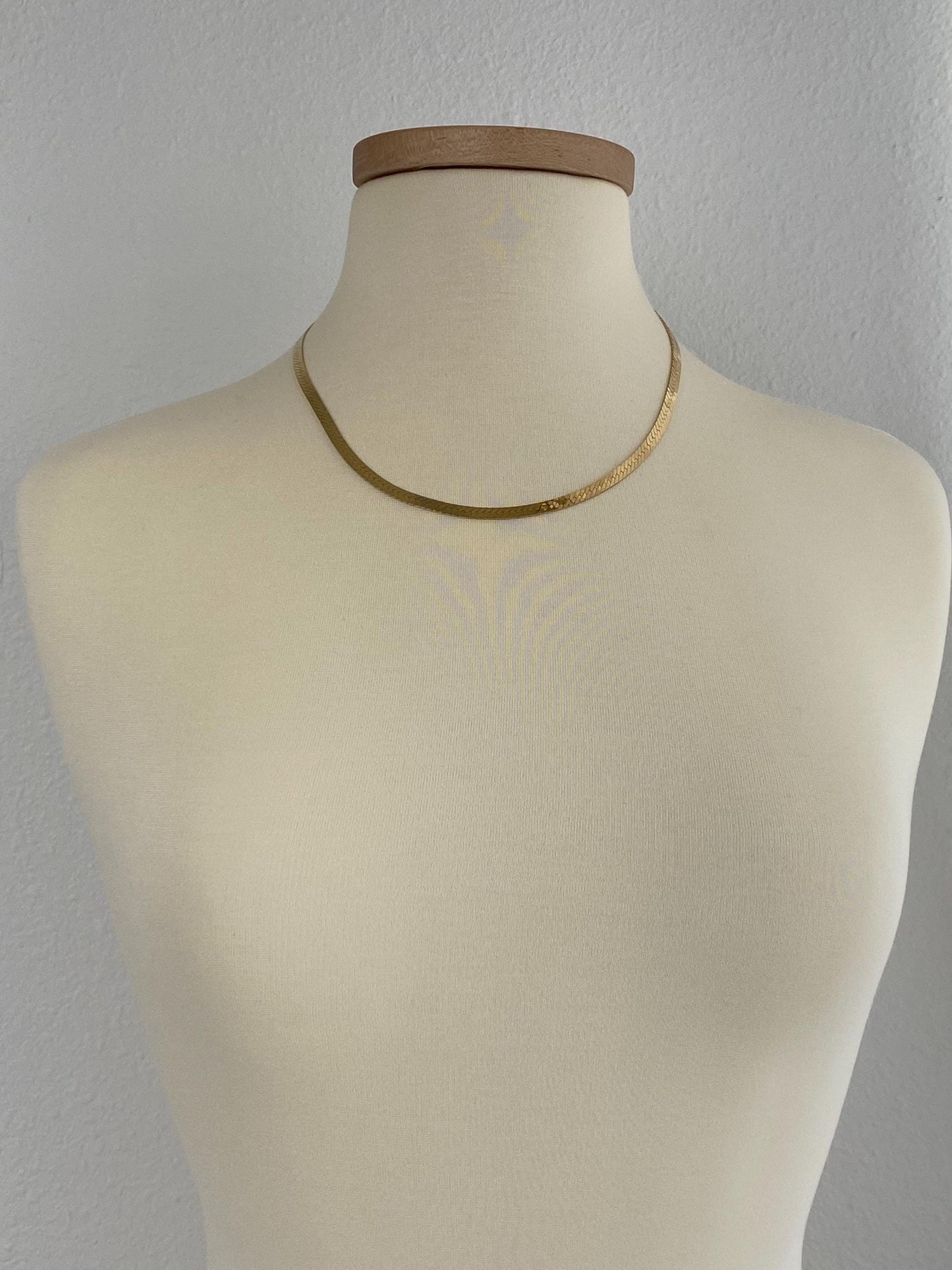 Vintage Solid 14k Yellow Gold Chunky Herringbone Chain Necklace - 20 inches