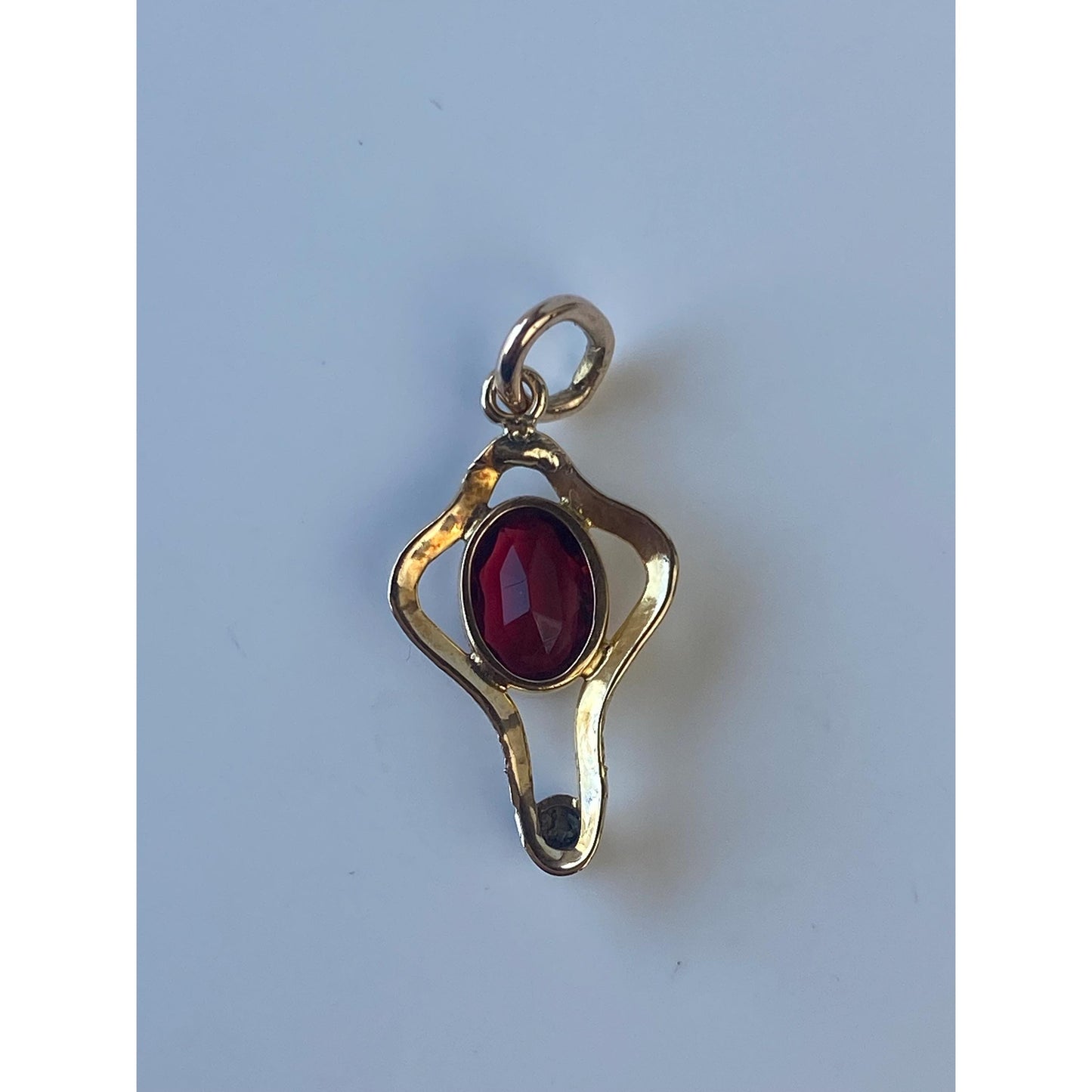 Vintage Solid 14k Yellow Gold Red Cubic Zirconia Seed Pearl Stick Pin Conversion Charm