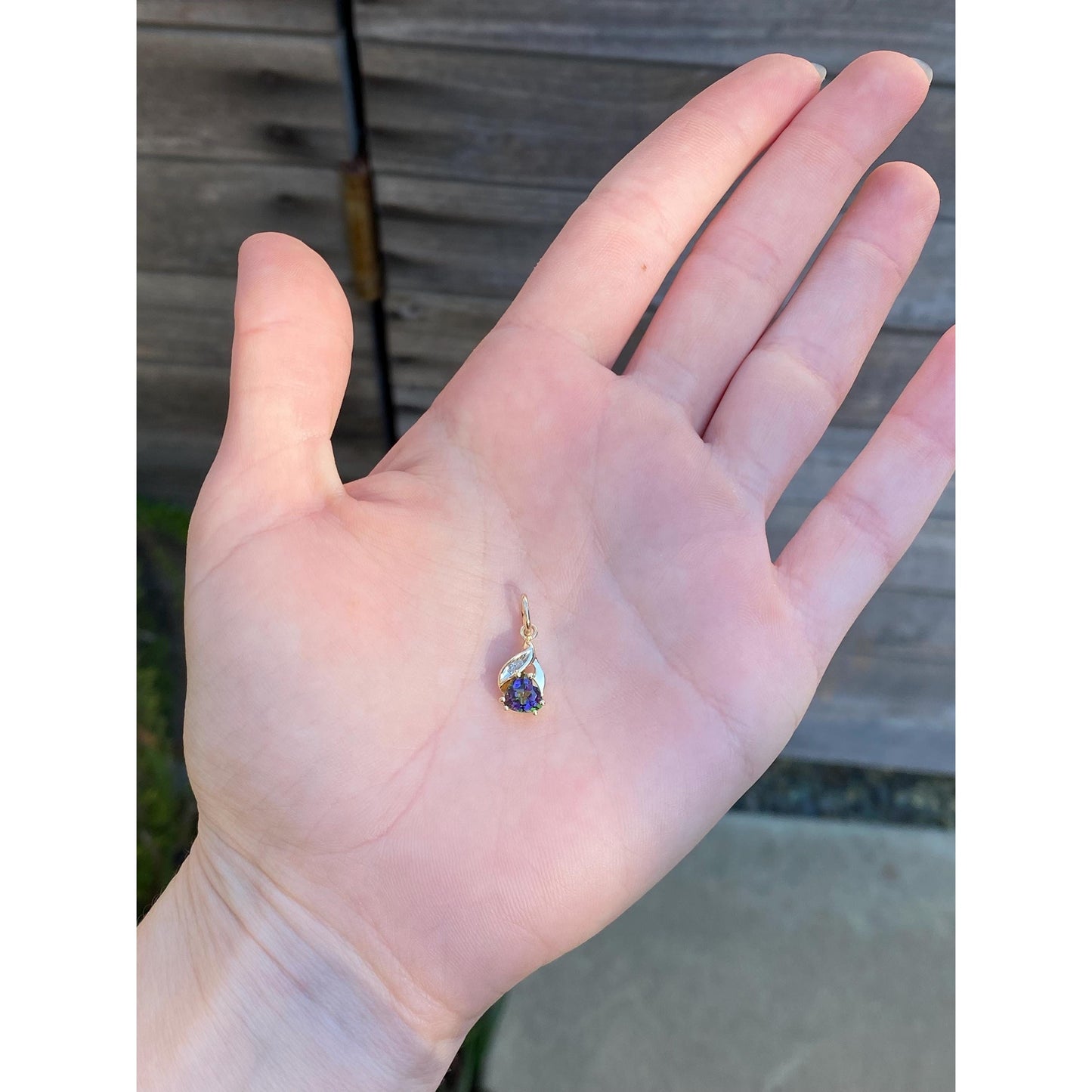 Vintage Solid 10k Yellow Gold Mystic Topaz Diamond Charm