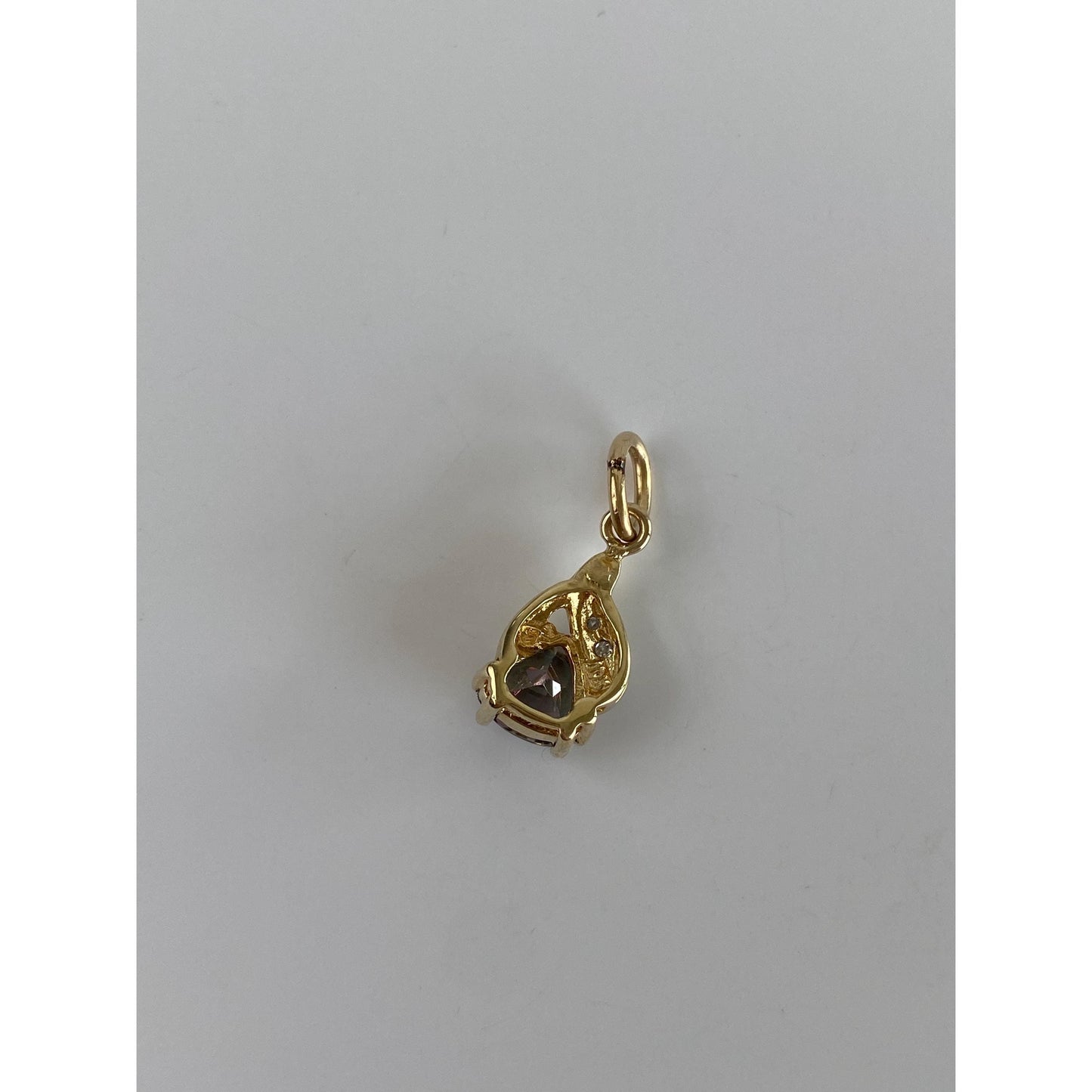 Vintage Solid 10k Yellow Gold Mystic Topaz Diamond Charm