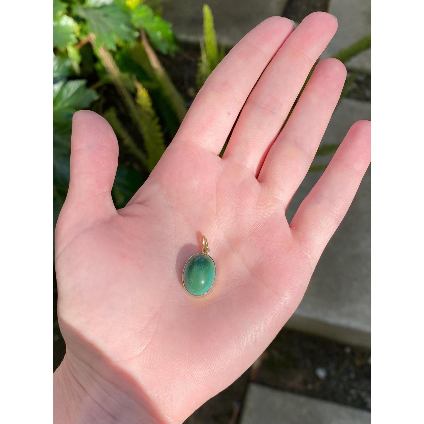 Vintage Solid 14k Yellow Gold Turquoise Stone Charm