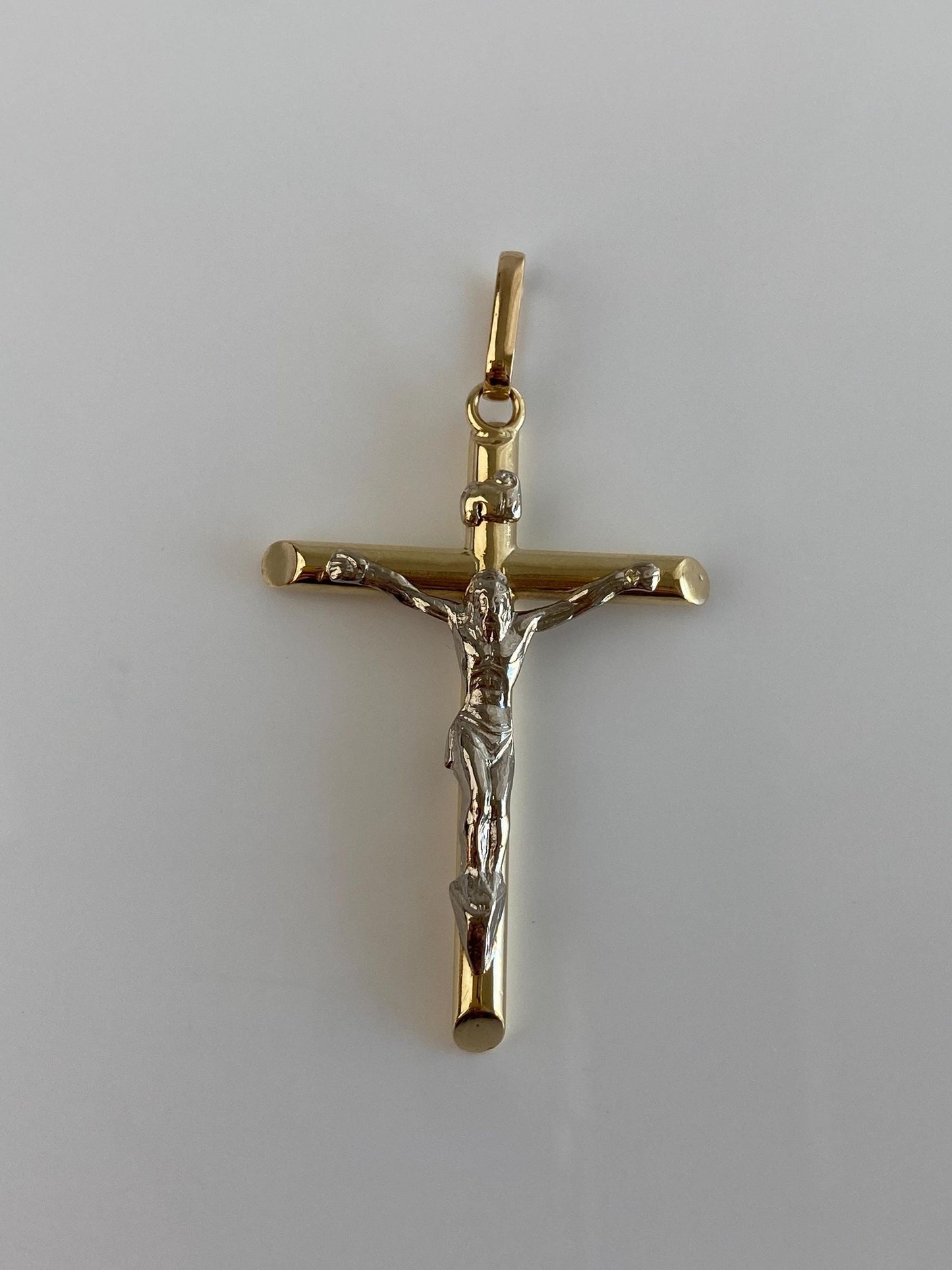 Vintage 14k White & Yellow Gold Crucifix Charm