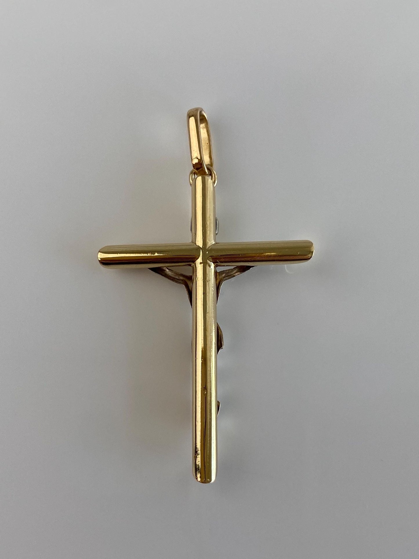 Vintage 14k White & Yellow Gold Crucifix Charm