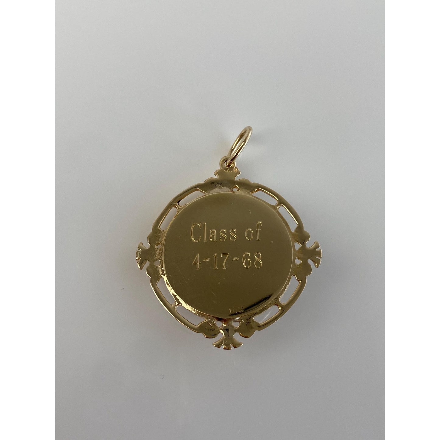 Vintage Solid 14k Yellow Gold Clear Spinel Purple Cubic Zirconia Charm