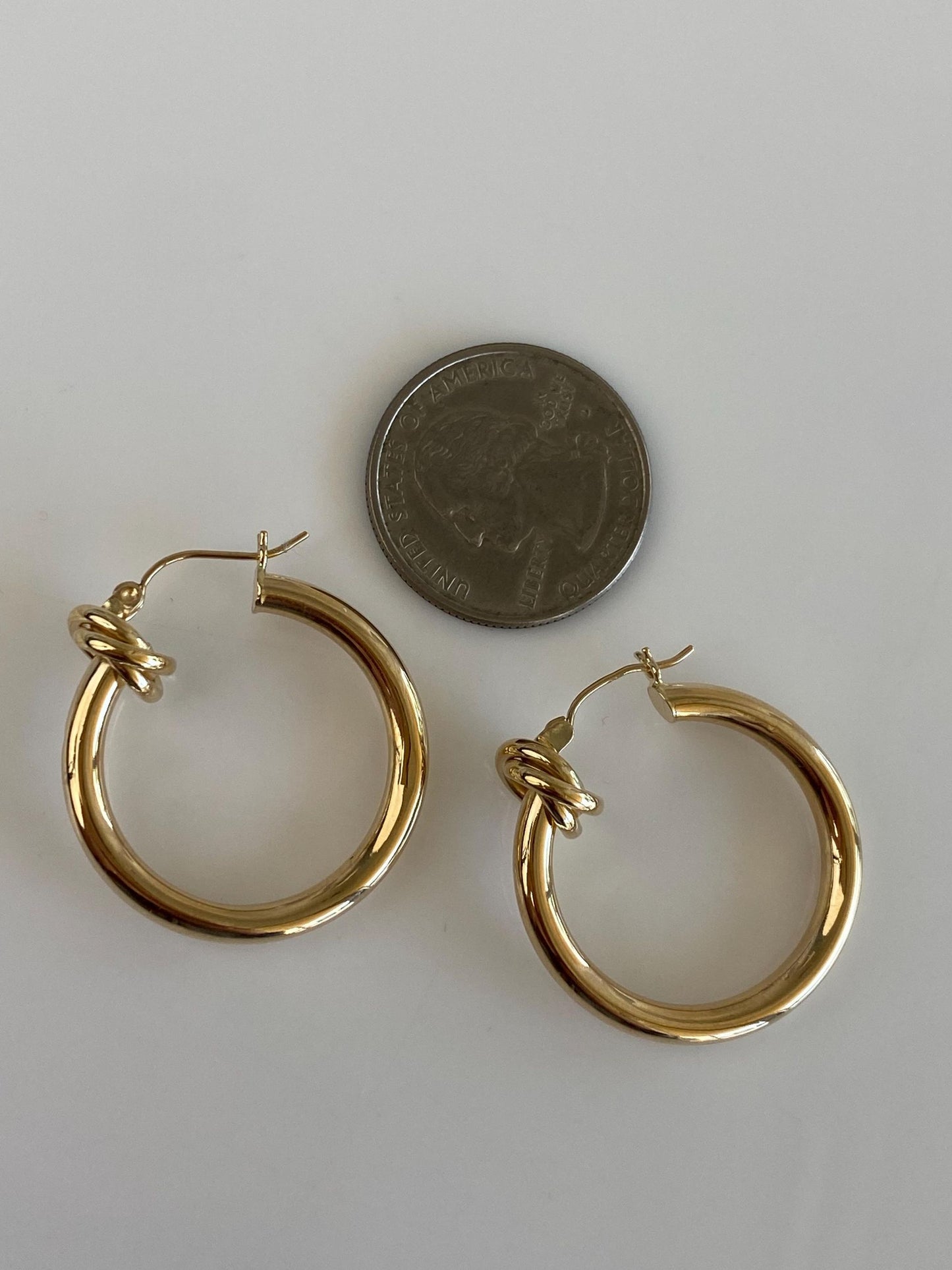 Vintage 14k Yellow Gold Knot Detail Hoop Earrings