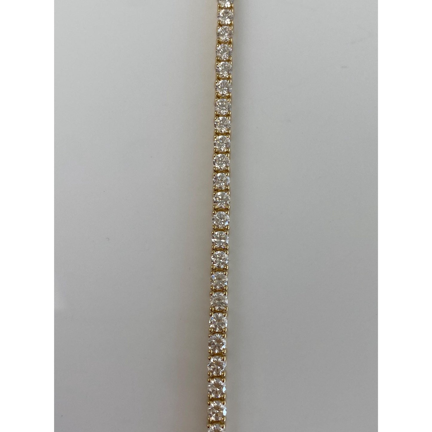 Solid 14k Yellow Gold Cubic Zirconia Tennis Bracelet - 9 inches