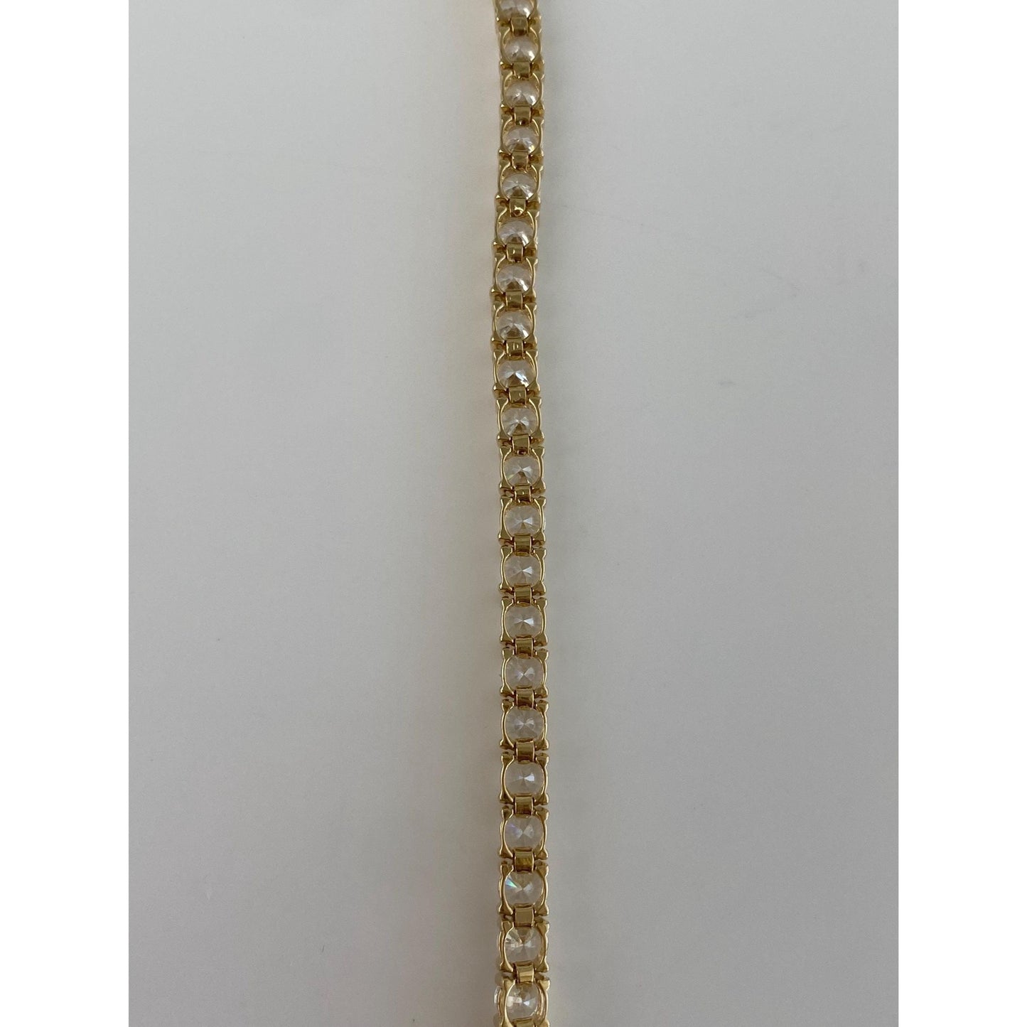 Solid 14k Yellow Gold Cubic Zirconia Tennis Bracelet - 9 inches