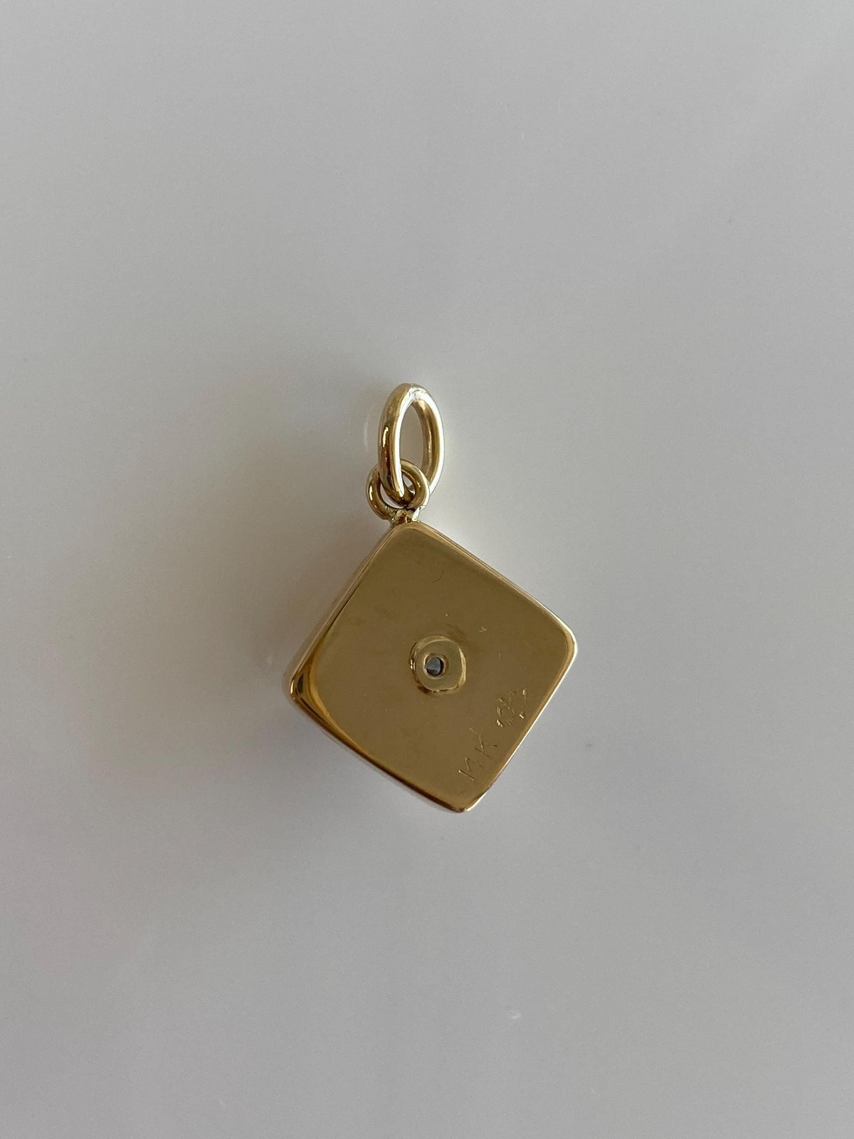 Vintage 14k Yellow Gold Diamond Folded Square Design Cufflink Conversion Charm