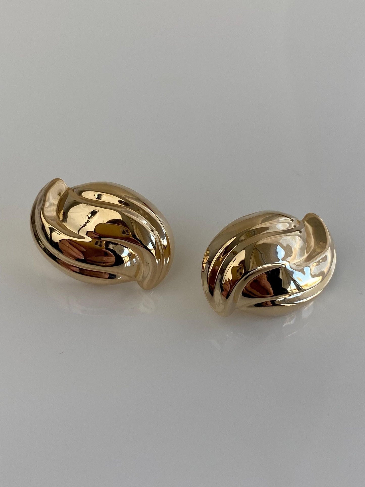Vintage 14k Yellow Gold Large Domed Stud Earrings