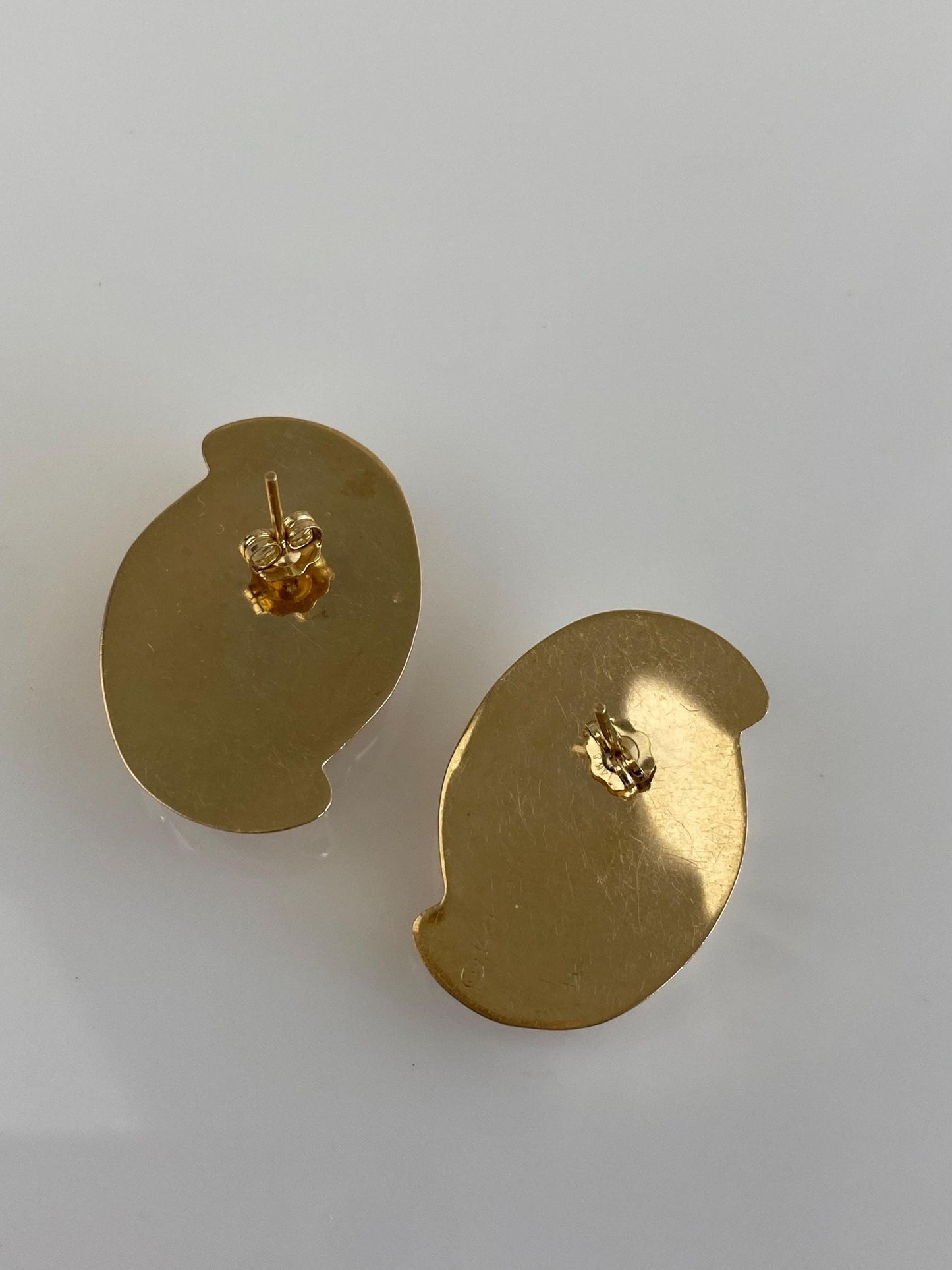 Vintage 14k Yellow Gold Large Domed Stud Earrings