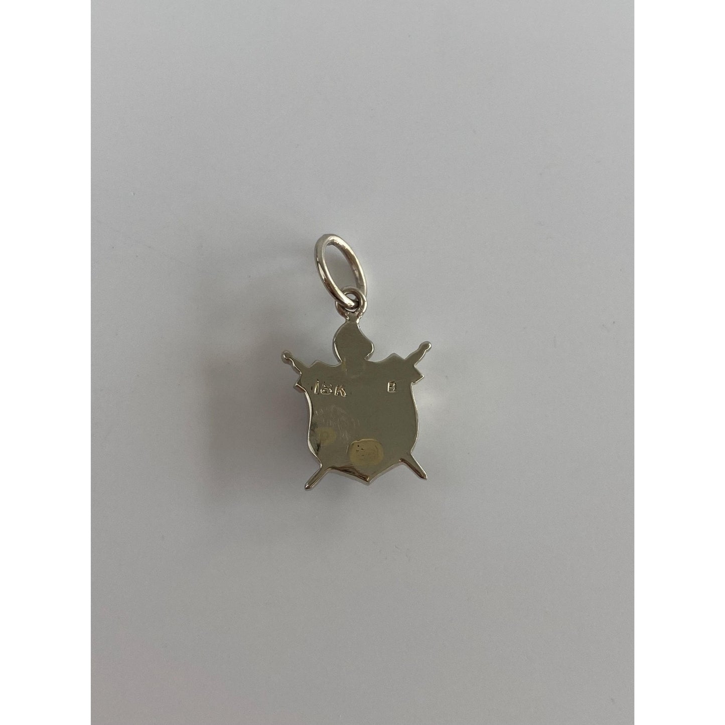 Vintage Solid 18k White Gold DeMolay Enamel Seed Pearls Shield Sword Charm