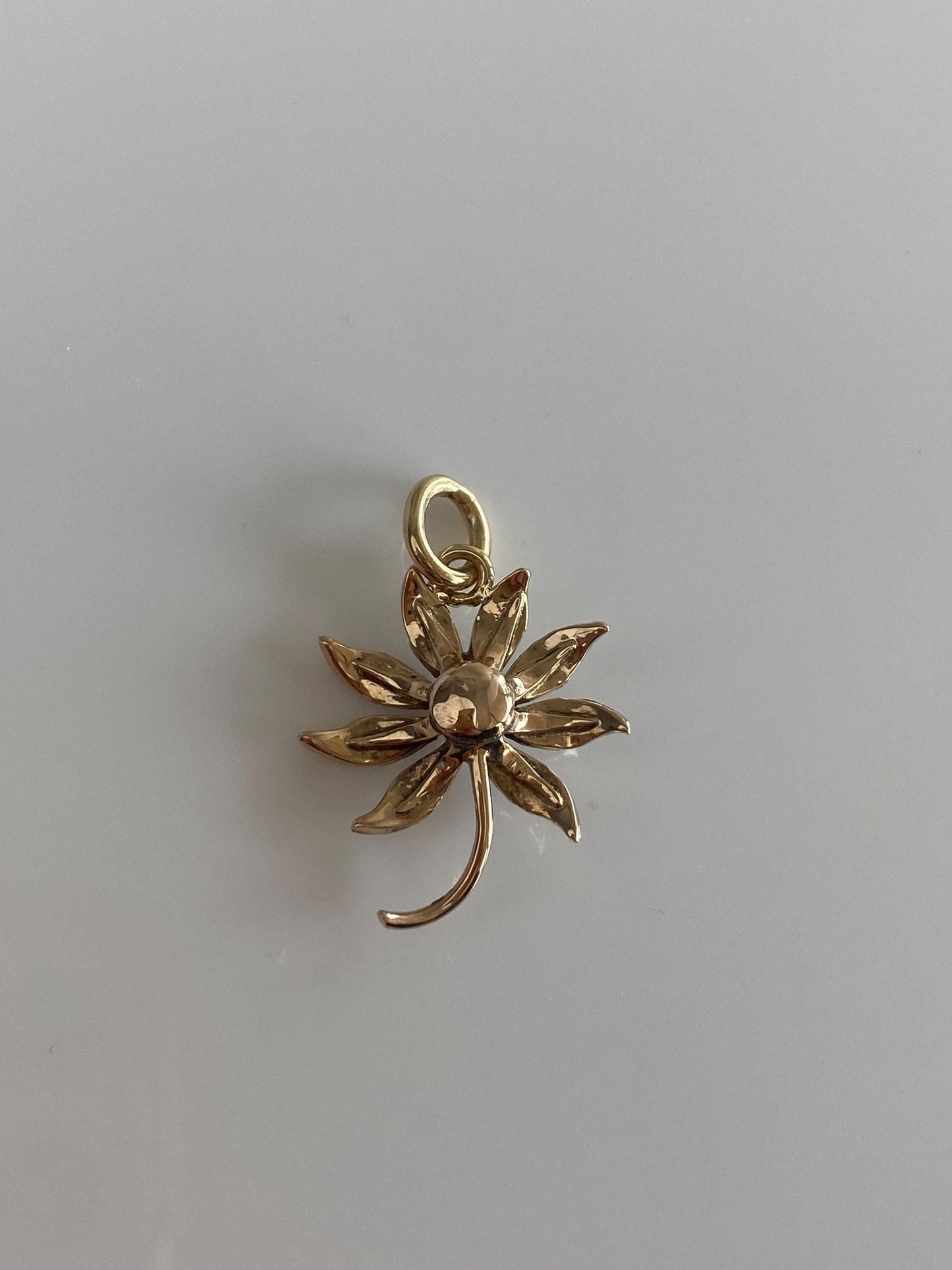 Vintage Solid 10k Yellow Gold Opal Seed Pearls Flower Charm
