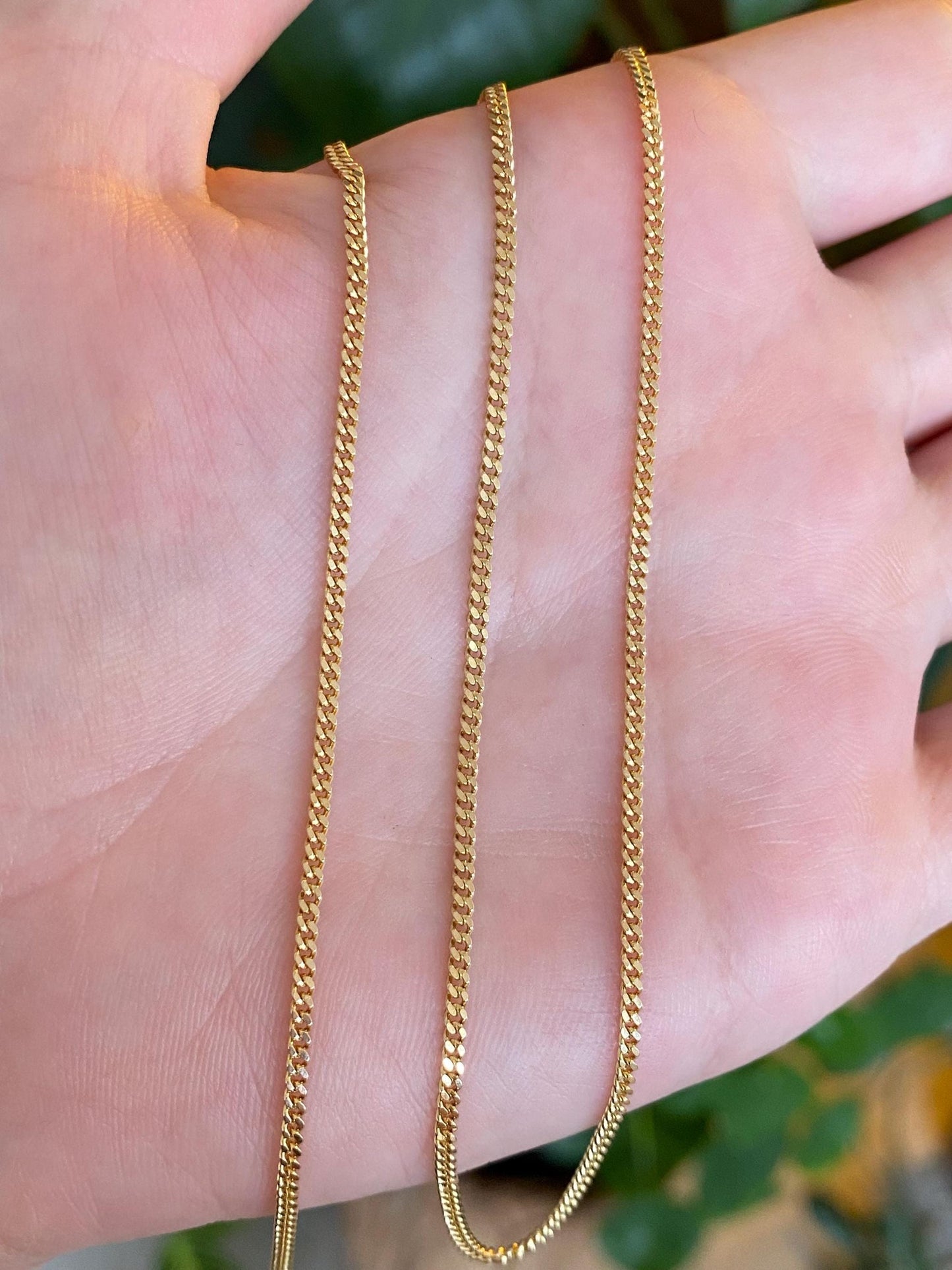 Vintage Solid 14k Yellow Gold Curb Chain Necklace - 20.5 inches