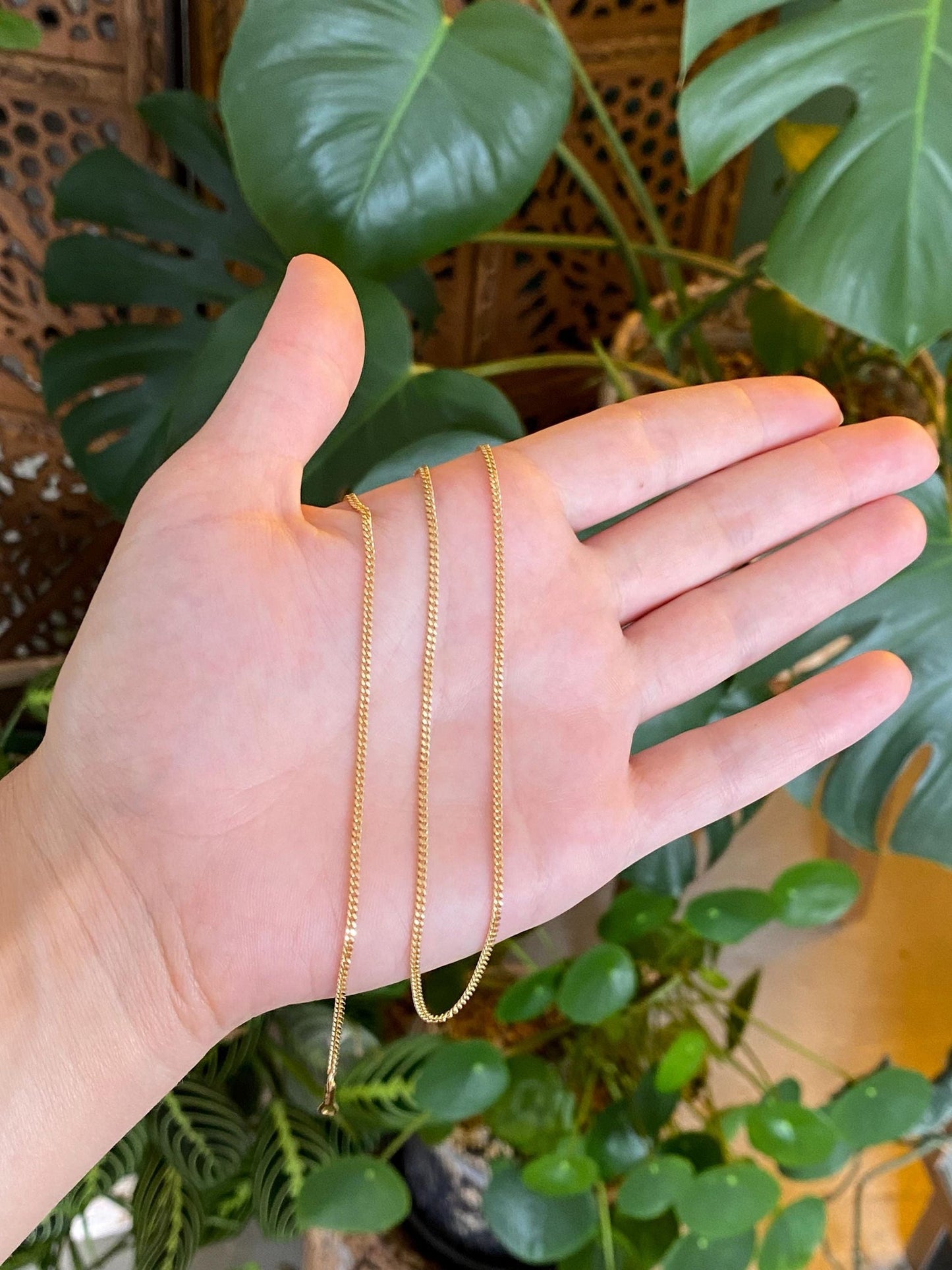 Vintage Solid 14k Yellow Gold Curb Chain Necklace - 20.5 inches