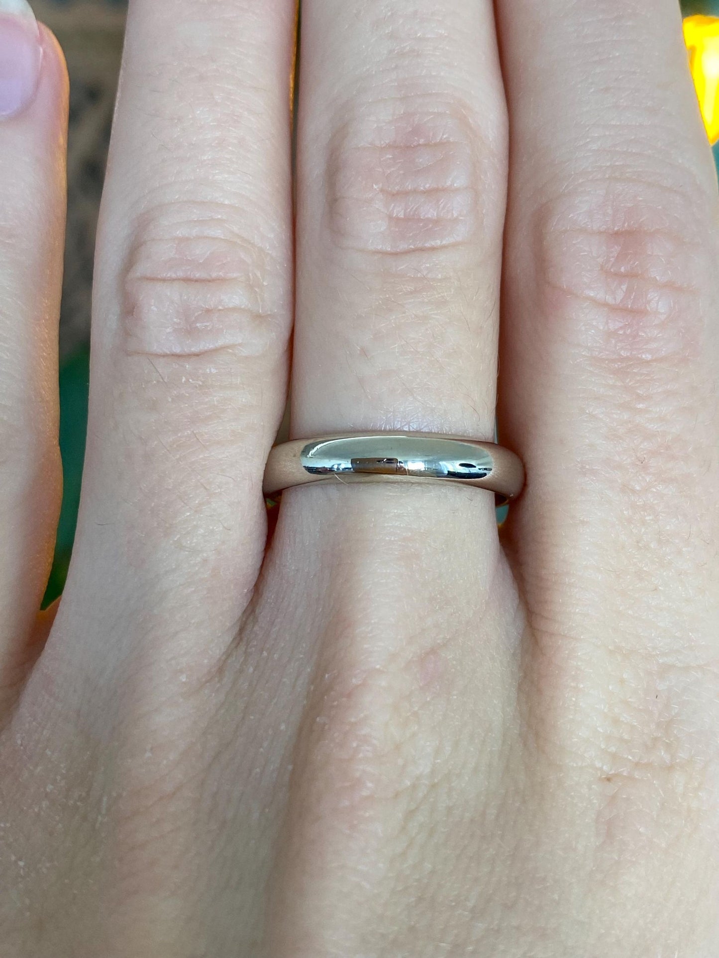 Vintage Solid 14k White Gold Ring Band - Size 9.25