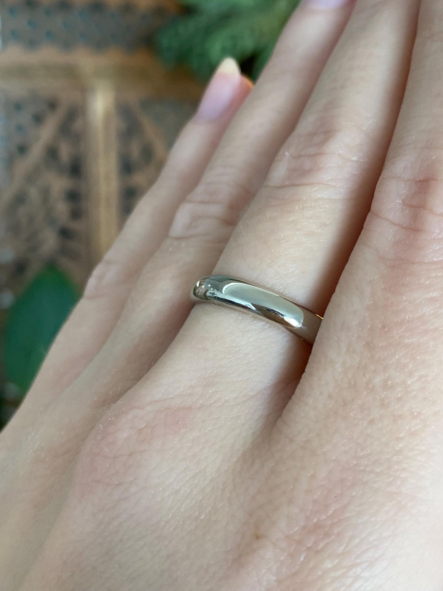 Vintage Solid 14k White Gold Ring Band - Size 9.25