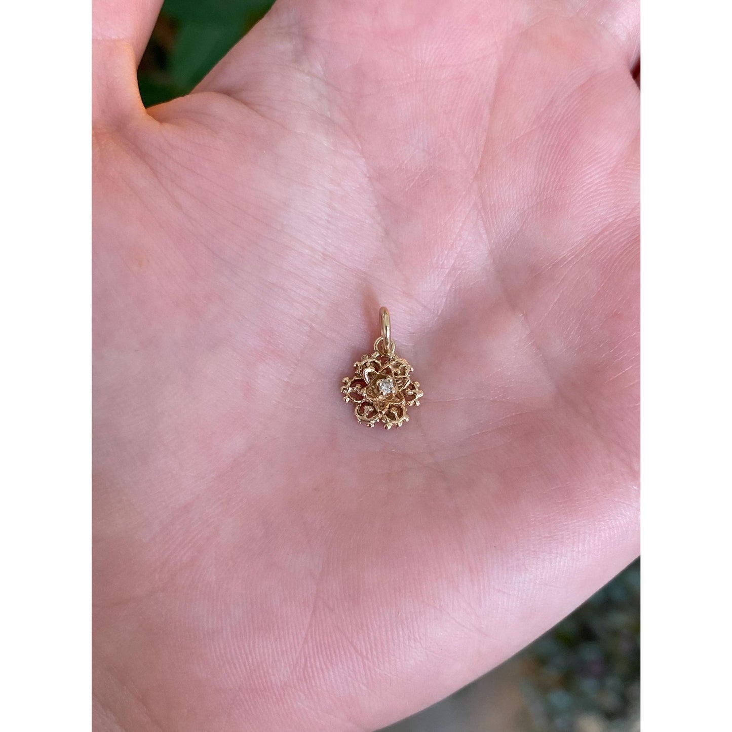 Vintage Solid 14k Yellow Gold Diamond Stick Pin Conversion Charm