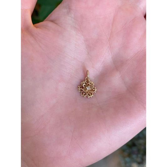 Vintage Solid 14k Yellow Gold Diamond Stick Pin Conversion Charm