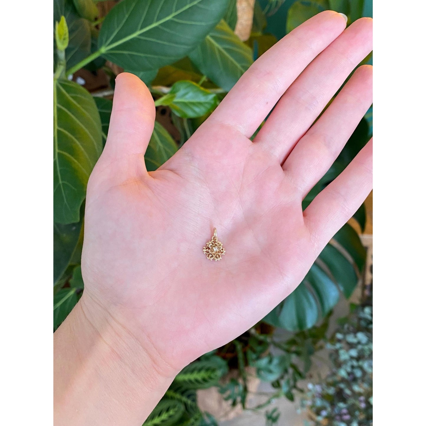 Vintage Solid 14k Yellow Gold Diamond Stick Pin Conversion Charm