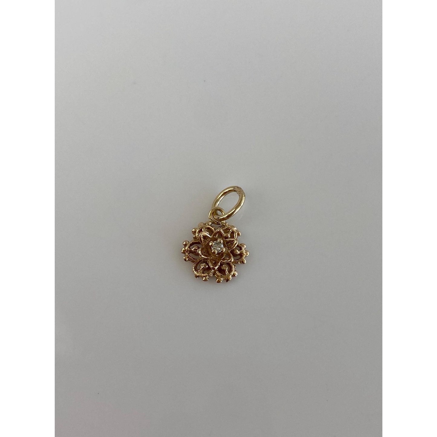 Vintage Solid 14k Yellow Gold Diamond Stick Pin Conversion Charm