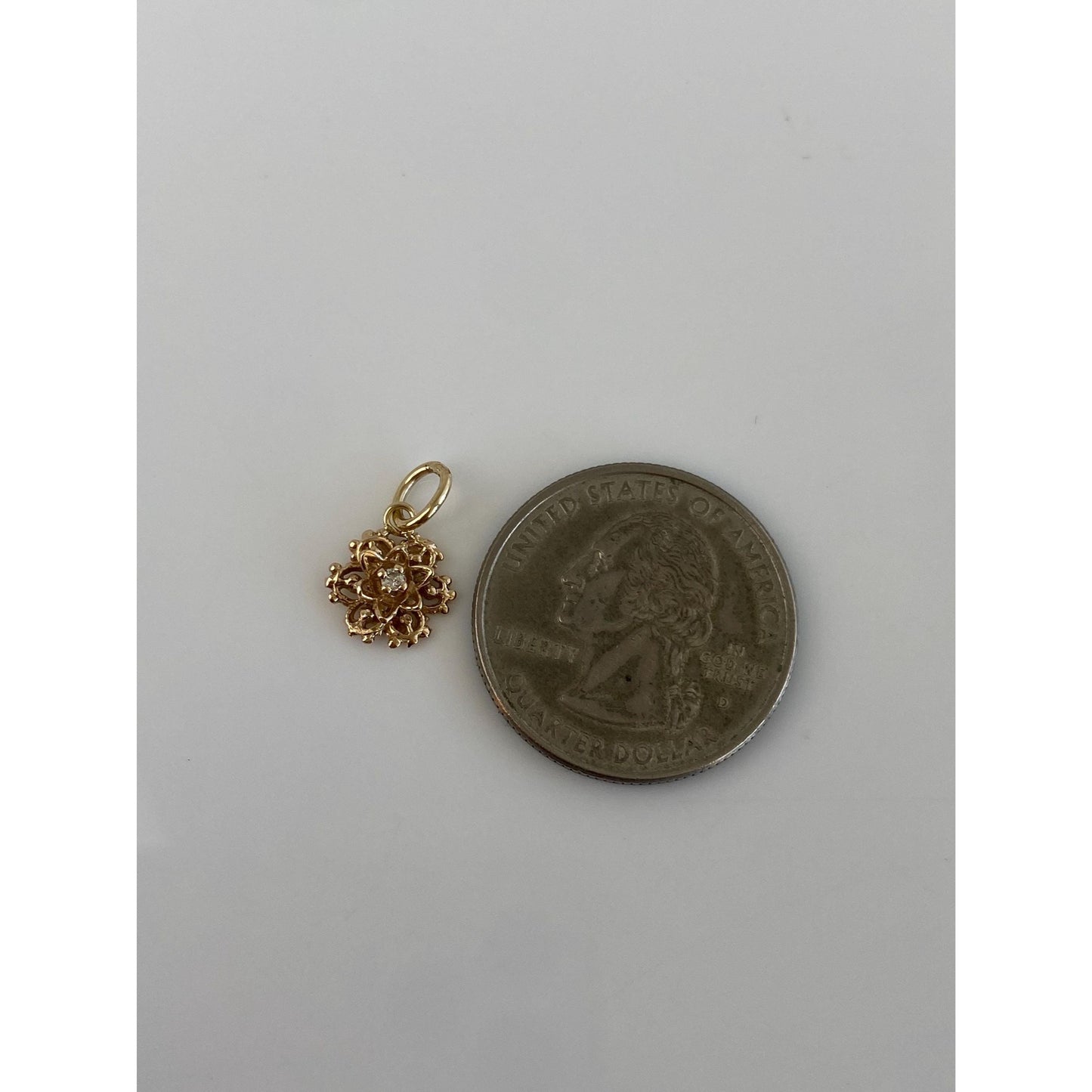 Vintage Solid 14k Yellow Gold Diamond Stick Pin Conversion Charm