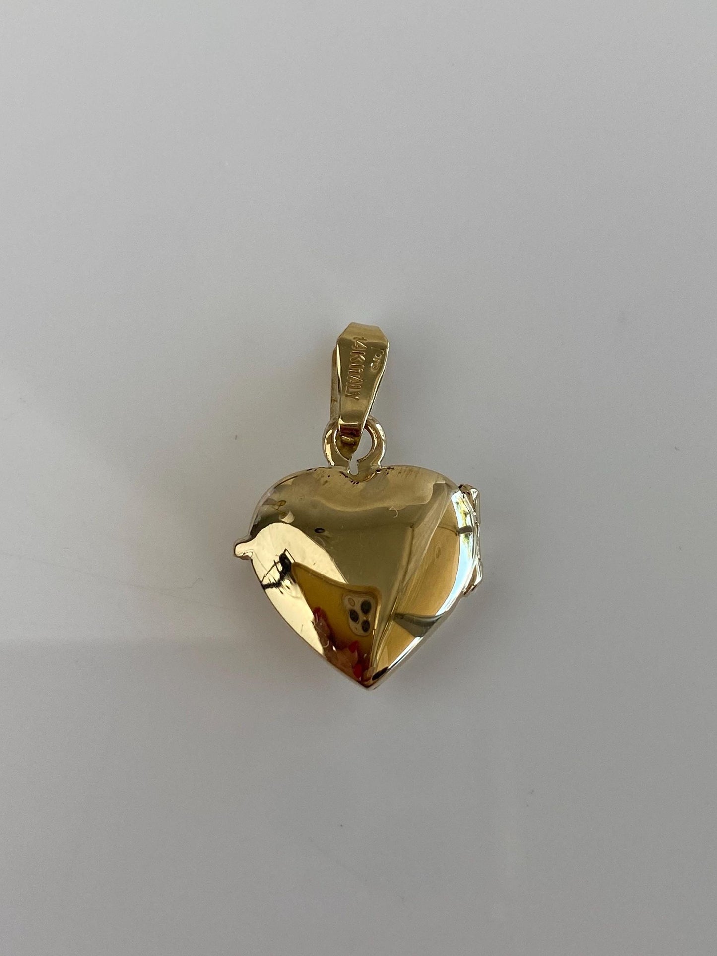Vintage Solid 14k Yellow Gold Engraved Heart Locket Charm