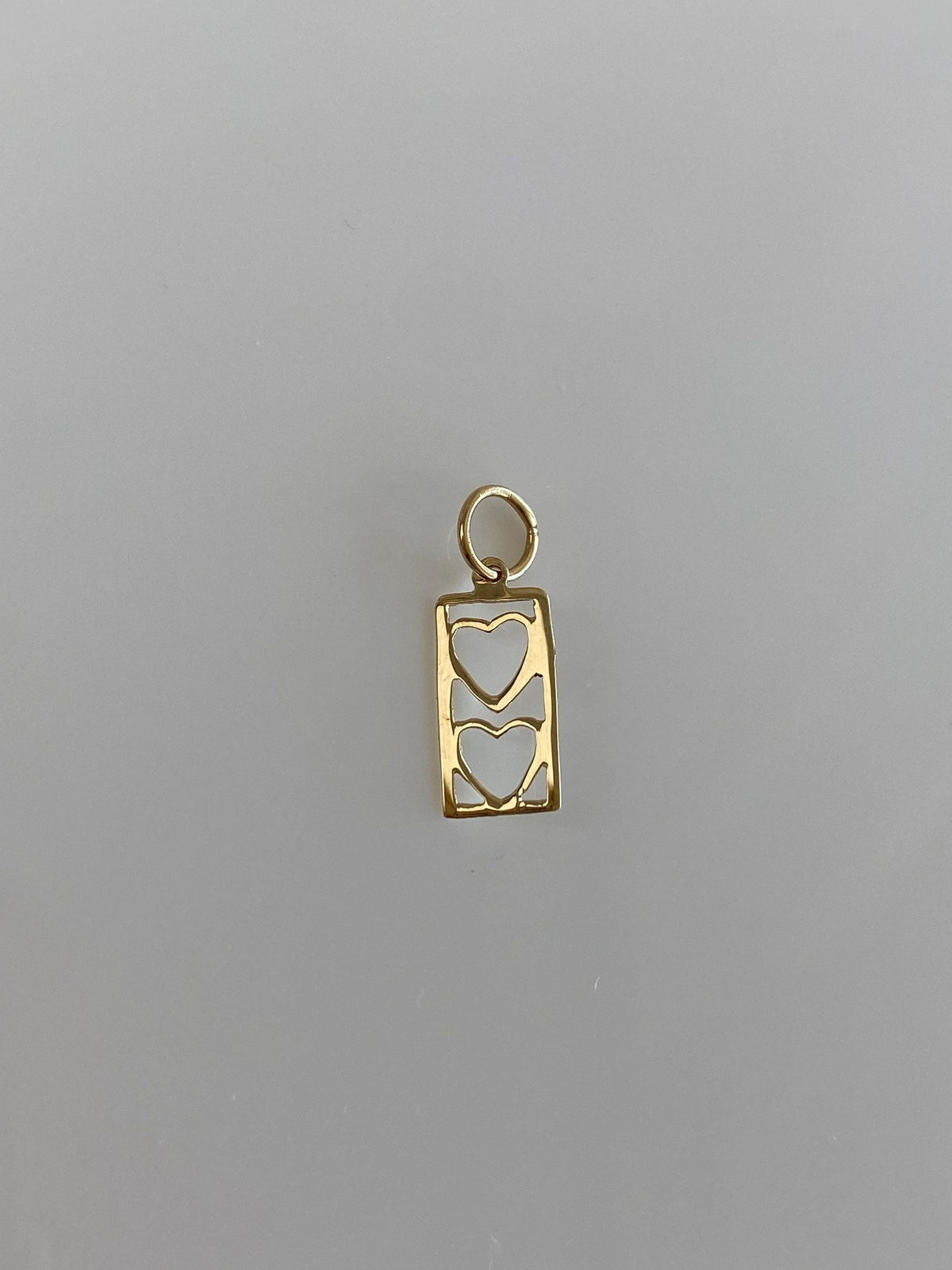 Vintage Solid 14k Yellow Gold Double Hearts Open Work Charm