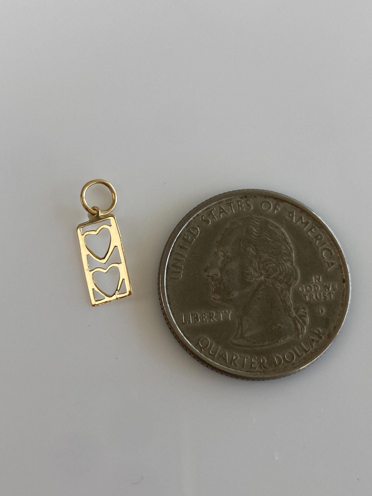 Vintage Solid 14k Yellow Gold Double Hearts Open Work Charm