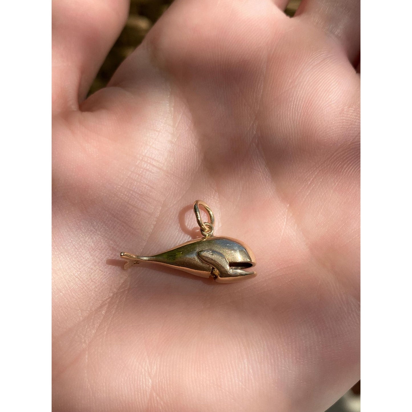 Vintage 10k Yellow Gold Articulated Whale Charm