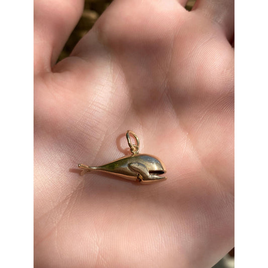 Vintage 10k Yellow Gold Articulated Whale Charm