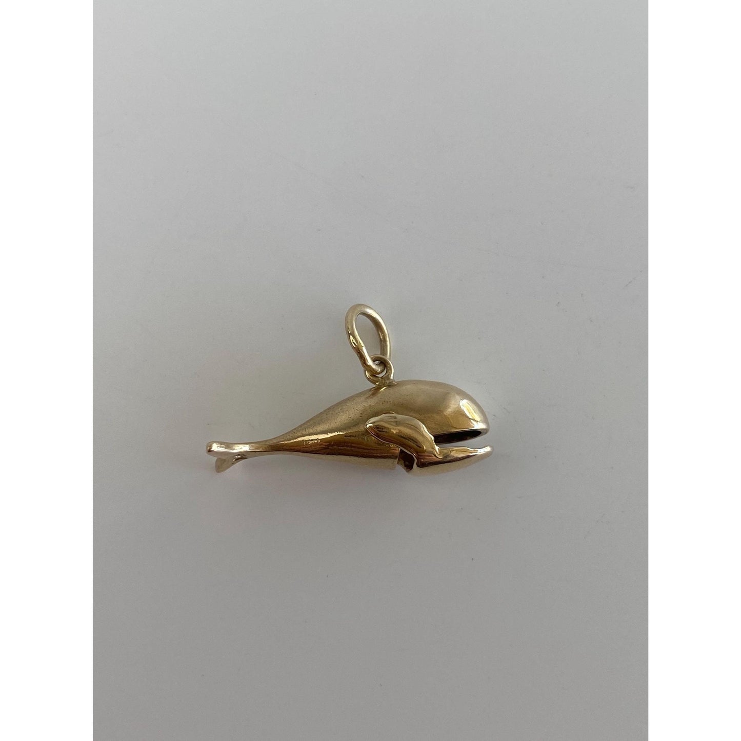 Vintage 10k Yellow Gold Articulated Whale Charm