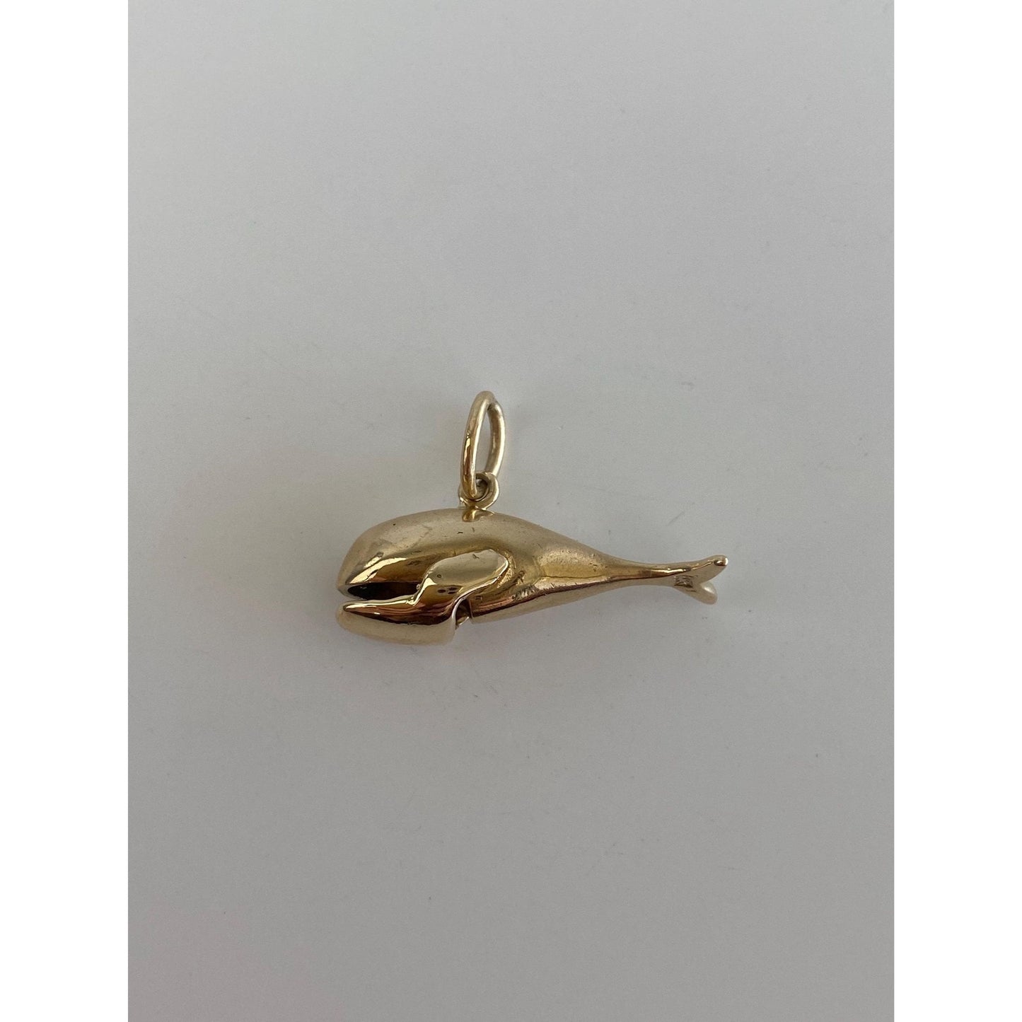 Vintage 10k Yellow Gold Articulated Whale Charm