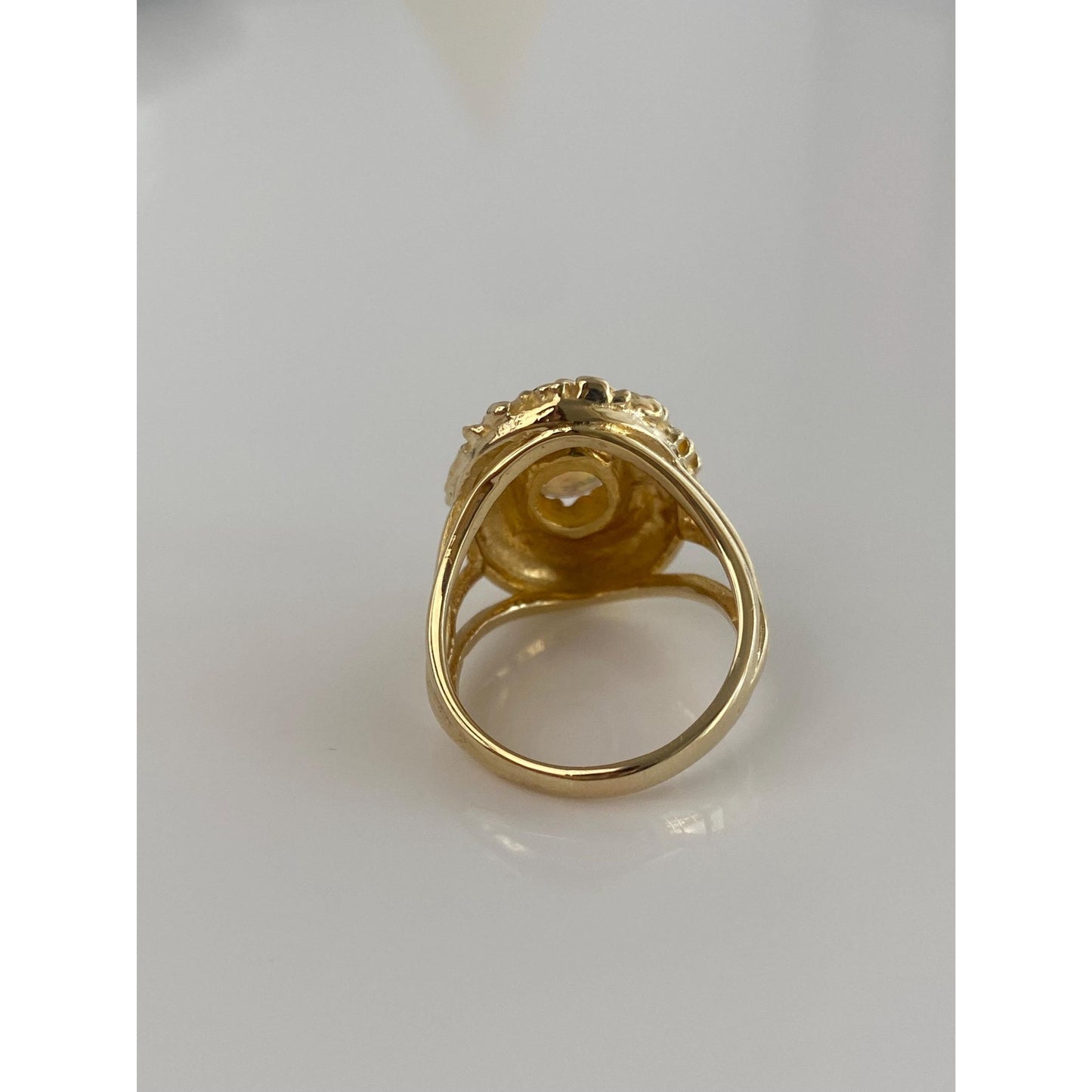 Vintage Solid 14k Yellow Gold Opal Textured Ring - Size 7