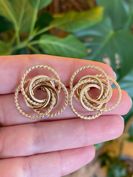 Vintage 14k Yellow Gold Large Knot Stud Earrings