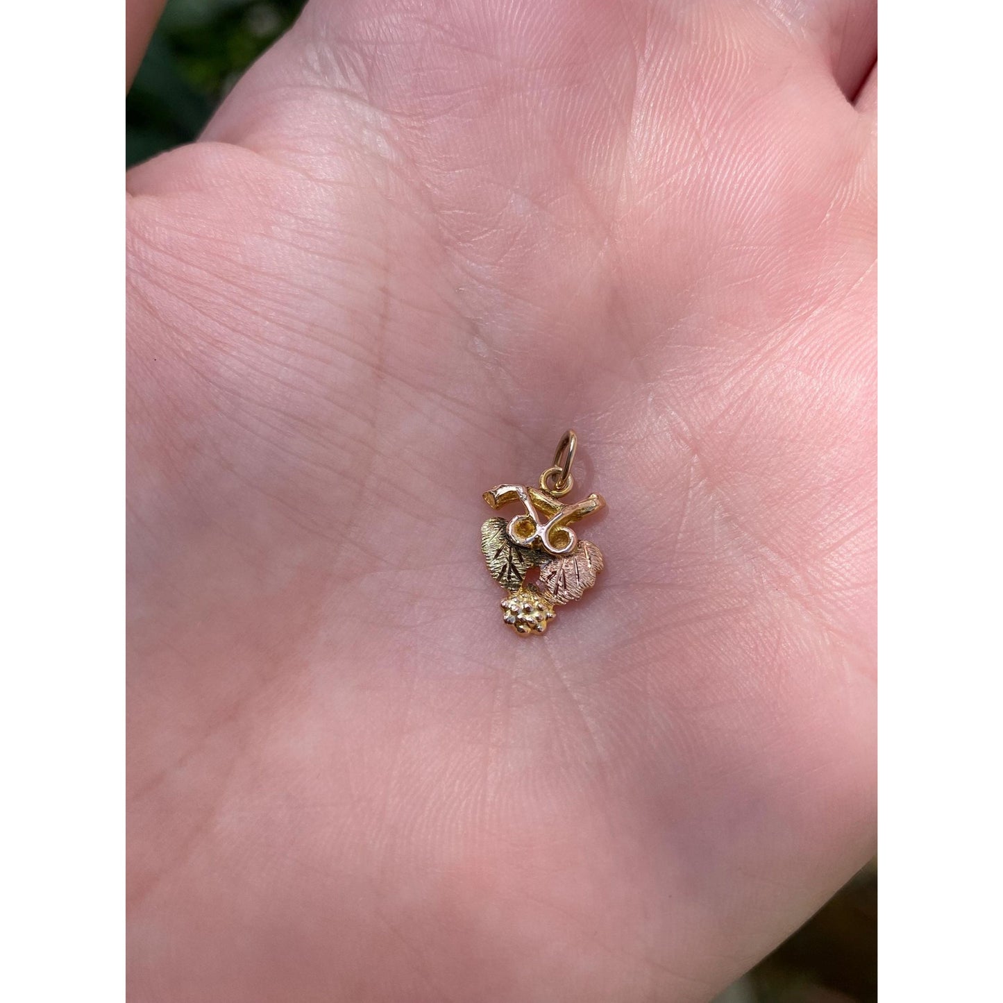 Vintage Solid 10k Black Hills Gold Grapevine Charm