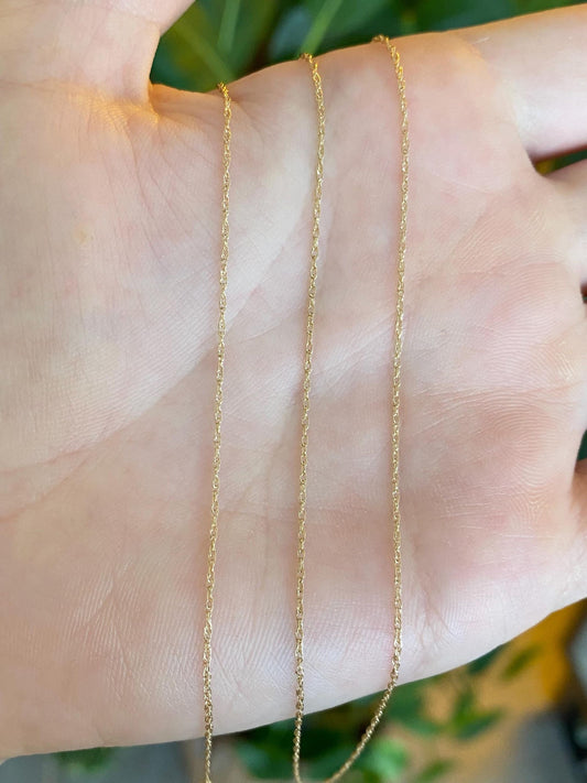 Vintage Solid 14k Yellow Gold Dainty Chain Necklace - 19.75 inches
