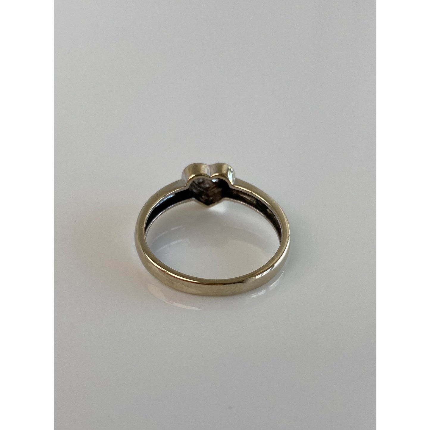 Vintage Solid 14k White Gold Diamond Cluster Heart Ring - Size 8.25