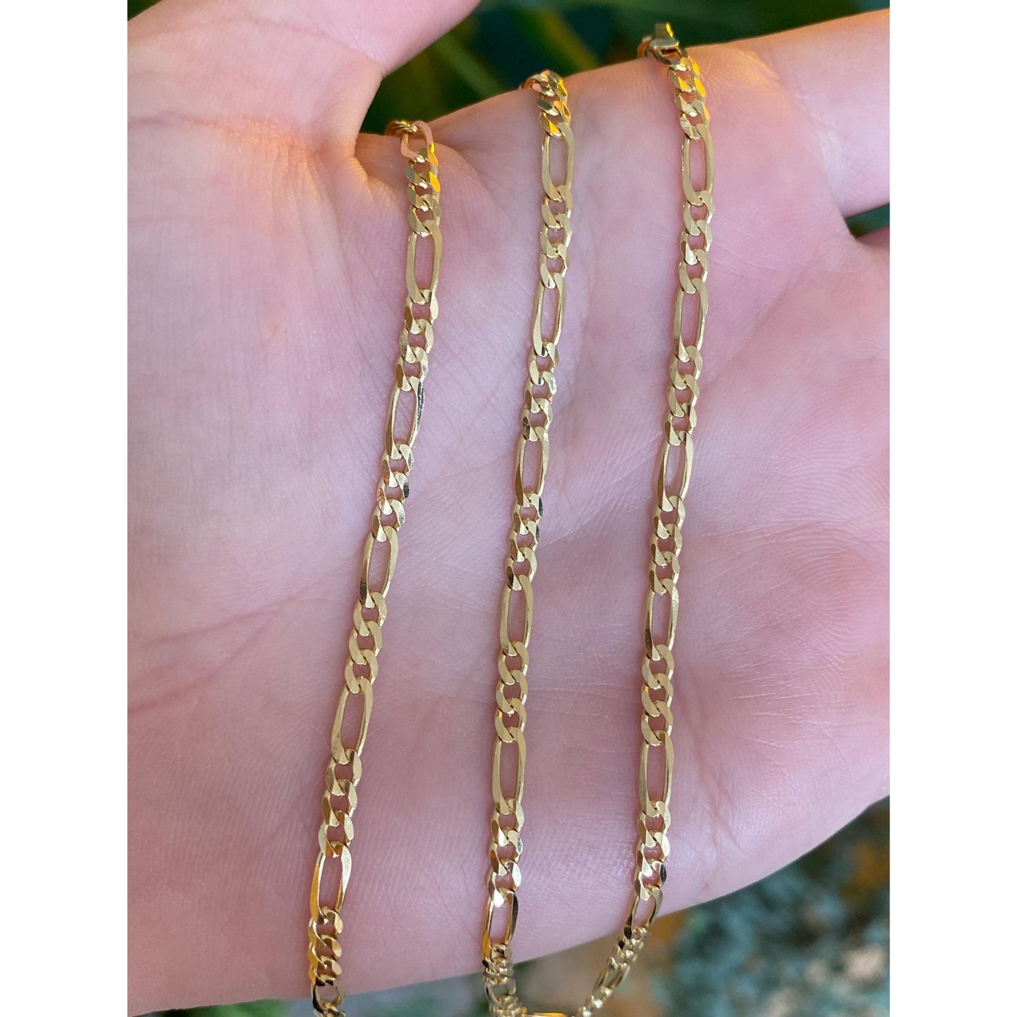 Vintage Solid 14k Yellow Gold Figaro Chain Necklace - 20.25 inches