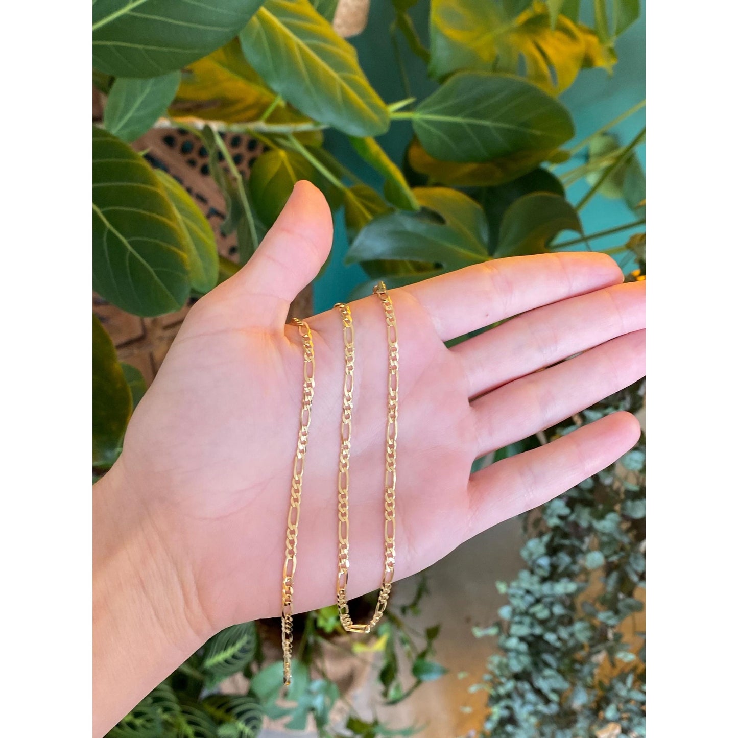 Vintage Solid 14k Yellow Gold Figaro Chain Necklace - 20.25 inches