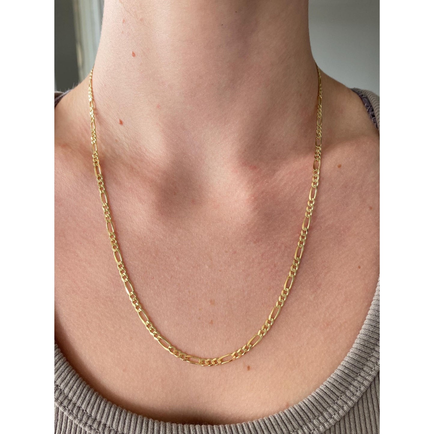 Vintage Solid 14k Yellow Gold Figaro Chain Necklace - 20.25 inches