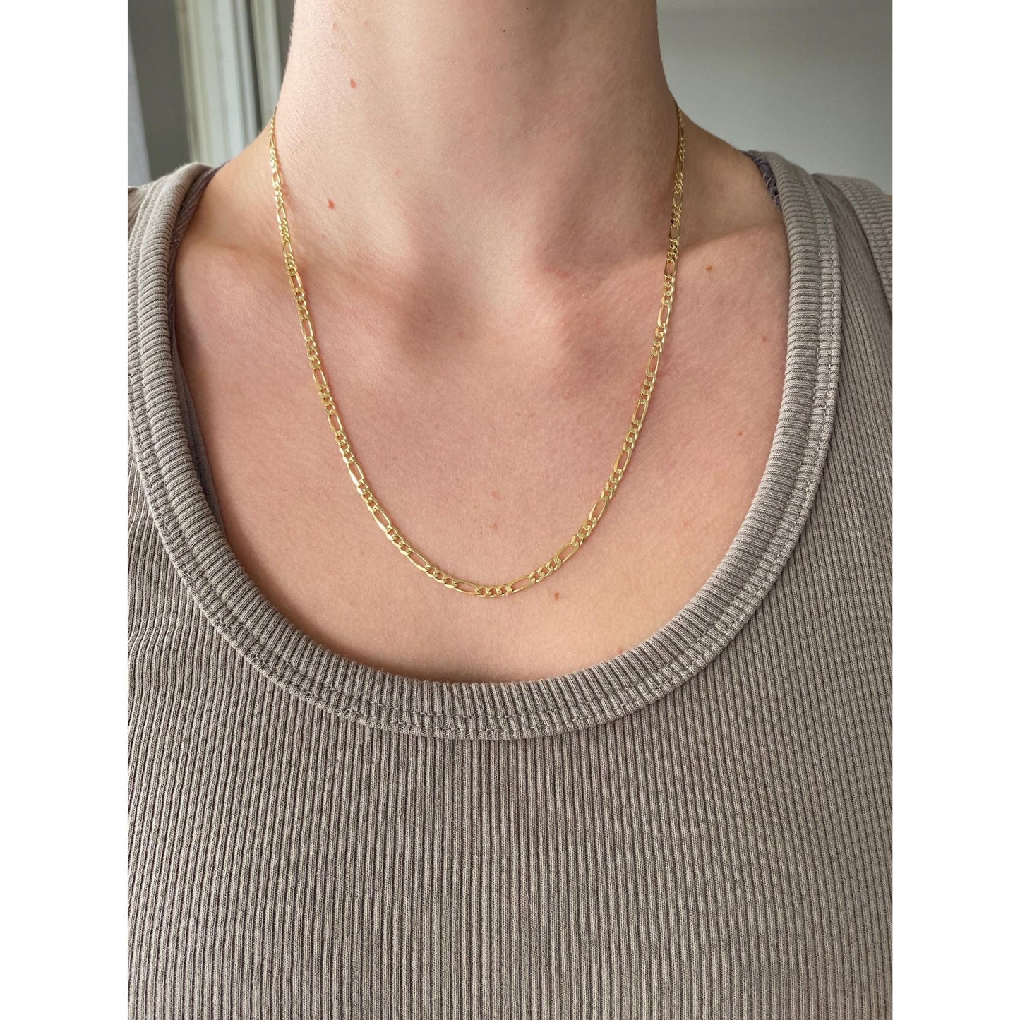 Vintage Solid 14k Yellow Gold Figaro Chain Necklace - 20.25 inches