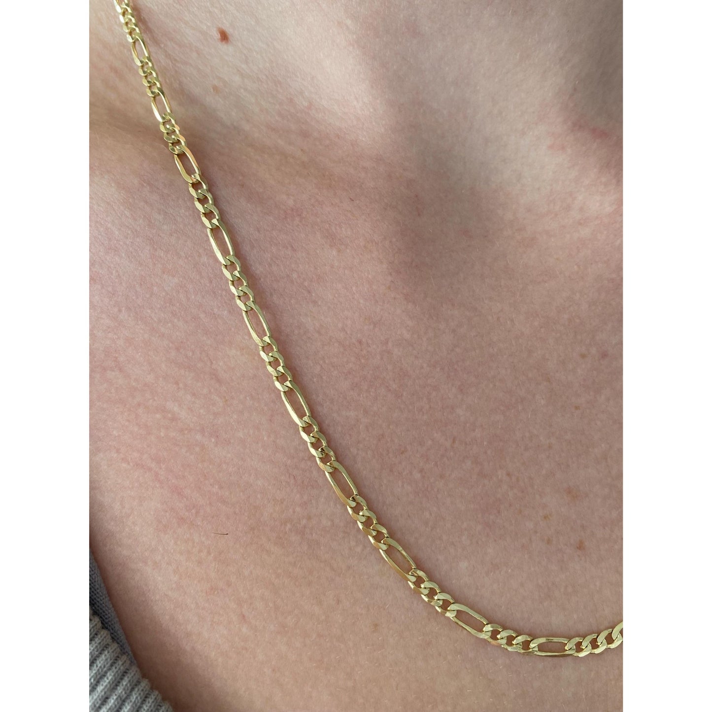 Vintage Solid 14k Yellow Gold Figaro Chain Necklace - 20.25 inches