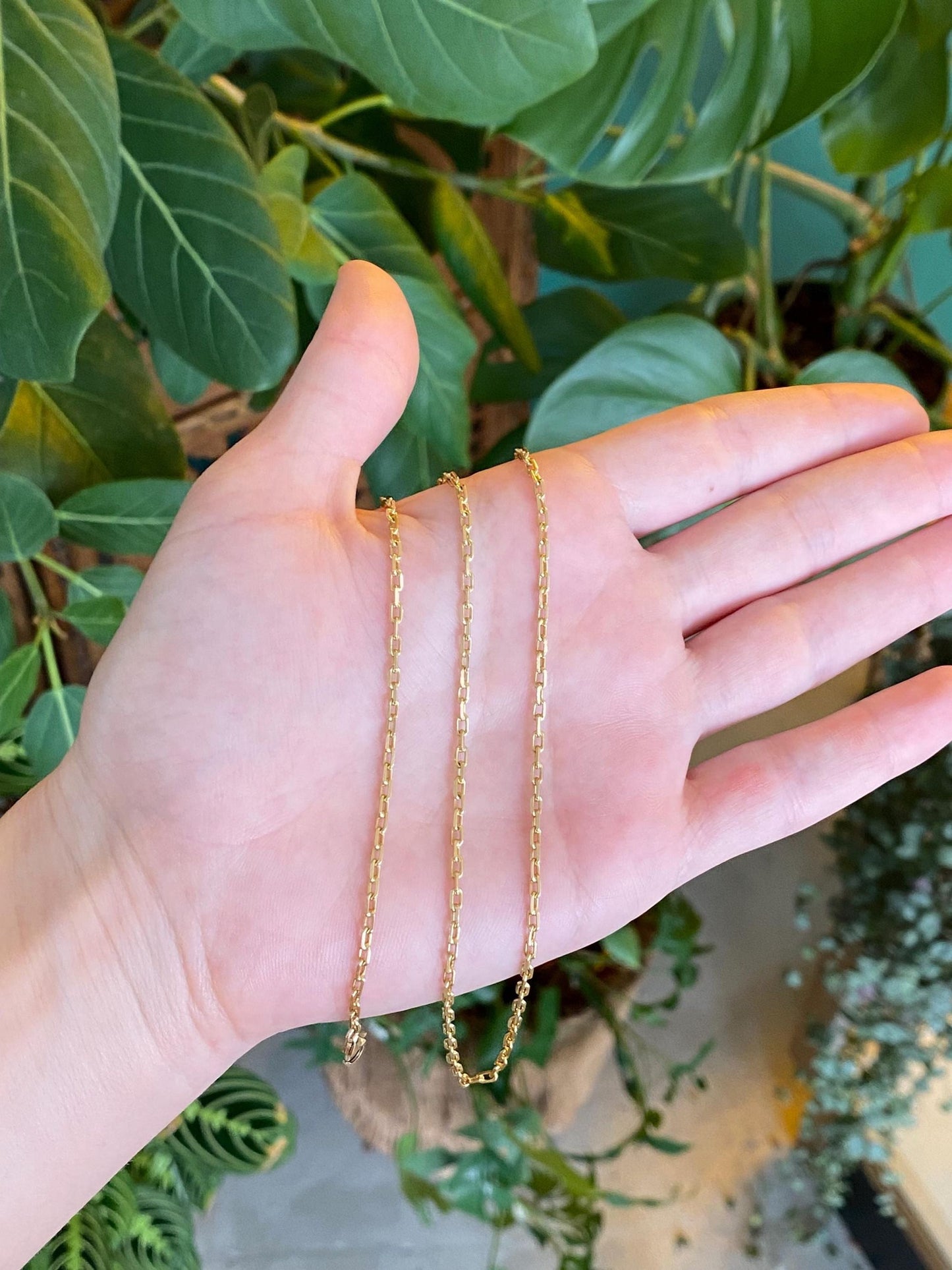 Vintage Solid 18k Yellow Gold Biker Link Chain Necklace - 24.25 inches
